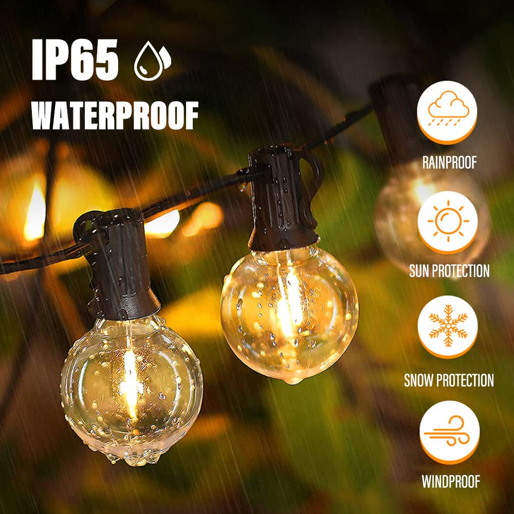 25ft LED Globe String Lights with G40 E12 Clear Bulbs - Outdoor Waterproof Fairy Lights for Backyard, Patio, Wedding & Christmas Decorations - 110V US Plug (Warm White) - Perfect for Garden Parties, Holiday Lighting and Romantic Ambiance