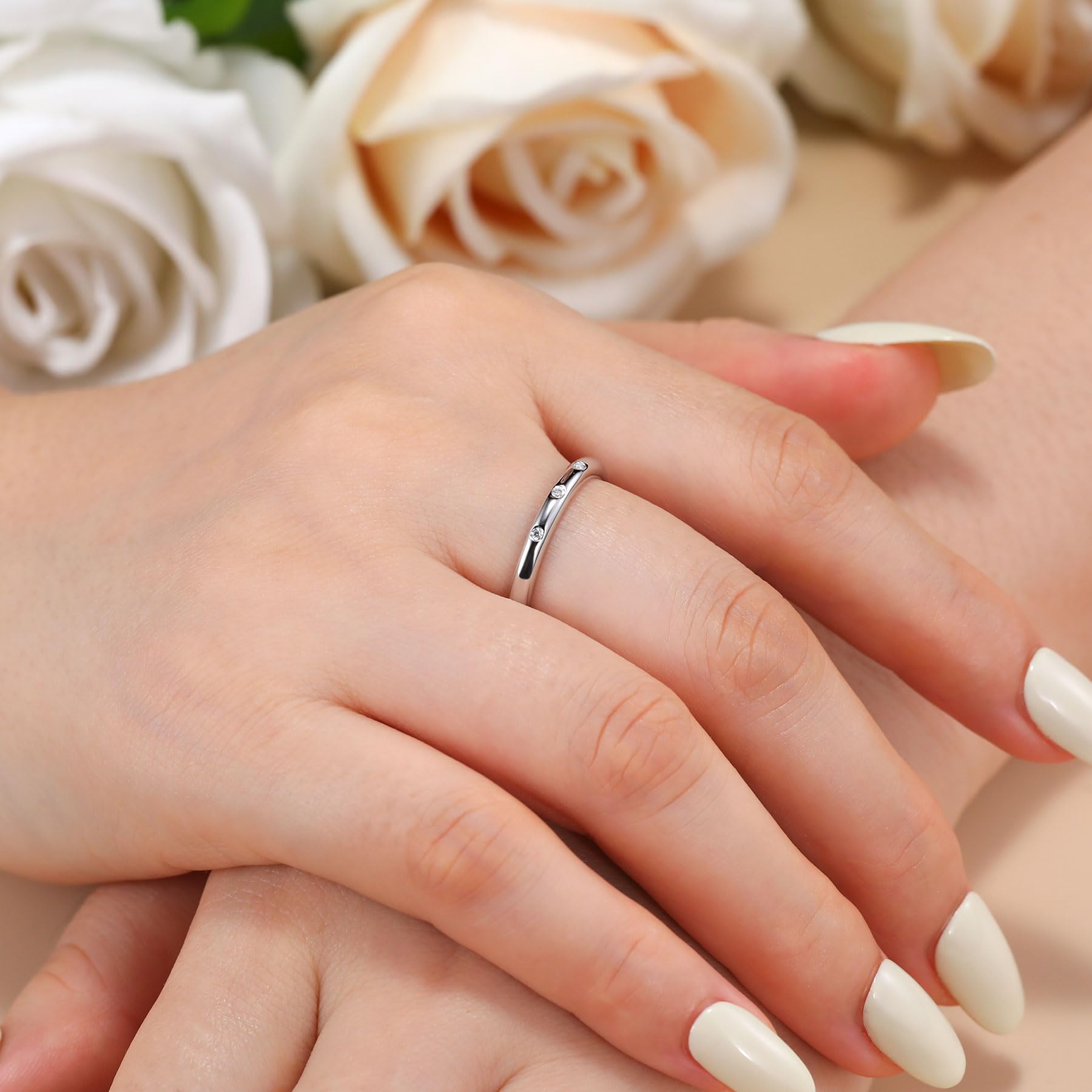 3 Stone Moissanite Ring for Women - D Color VVS1 Bezel Set Wedding Band in Sterling Silver | Anniversary Gift for Her | Perfect for Engagement, Proposal & Special Occasions