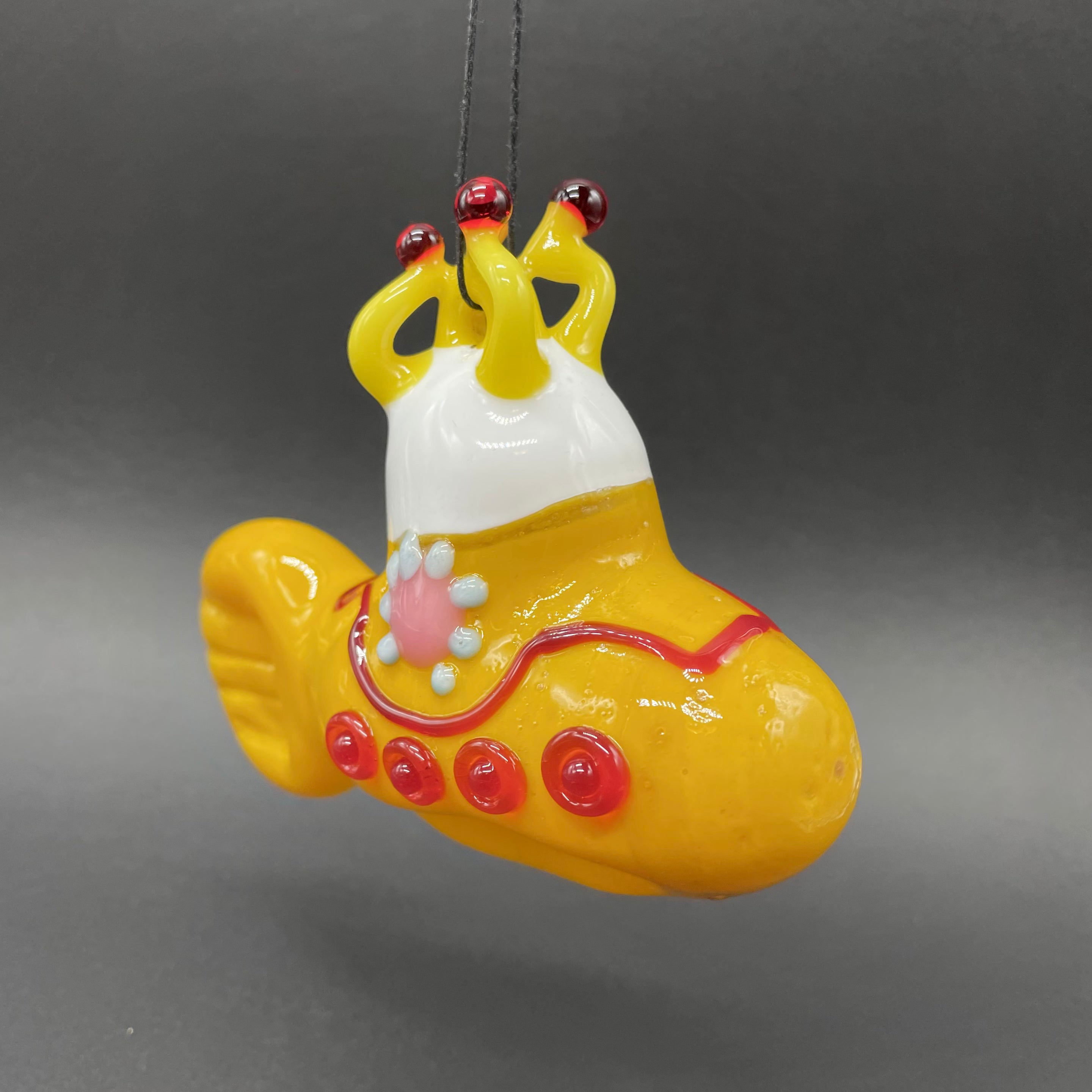 Yellow Submarine Glass Ornament - Unique Beatles Inspired Decor for Home, Office & Gifts - Perfect for Christmas Tree, Shelves & Collectibles