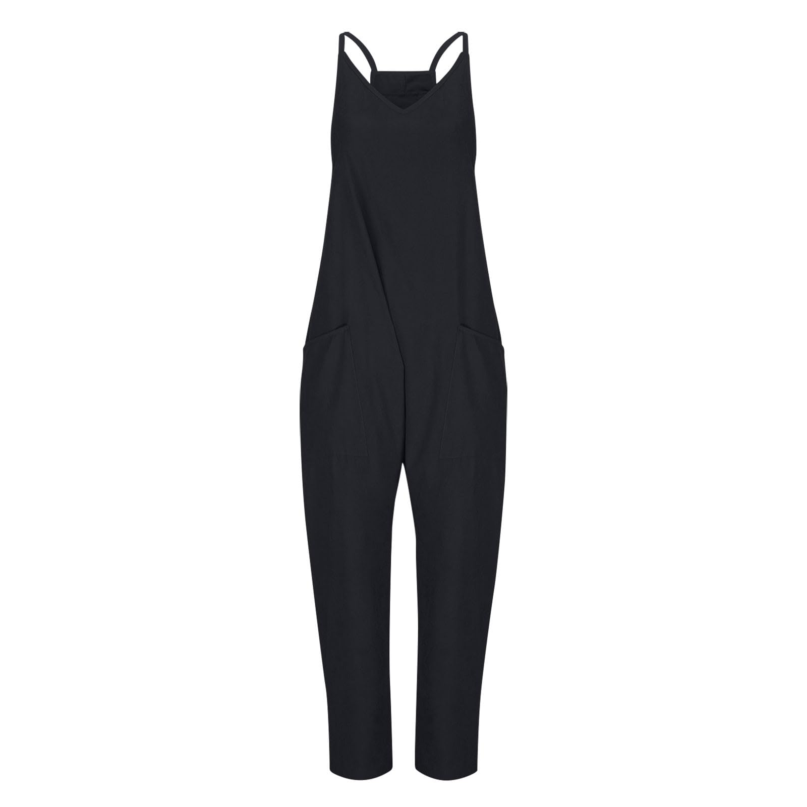 Women's Loose Fit Jumpsuit with Pockets - Casual Romper for Outings & Travel