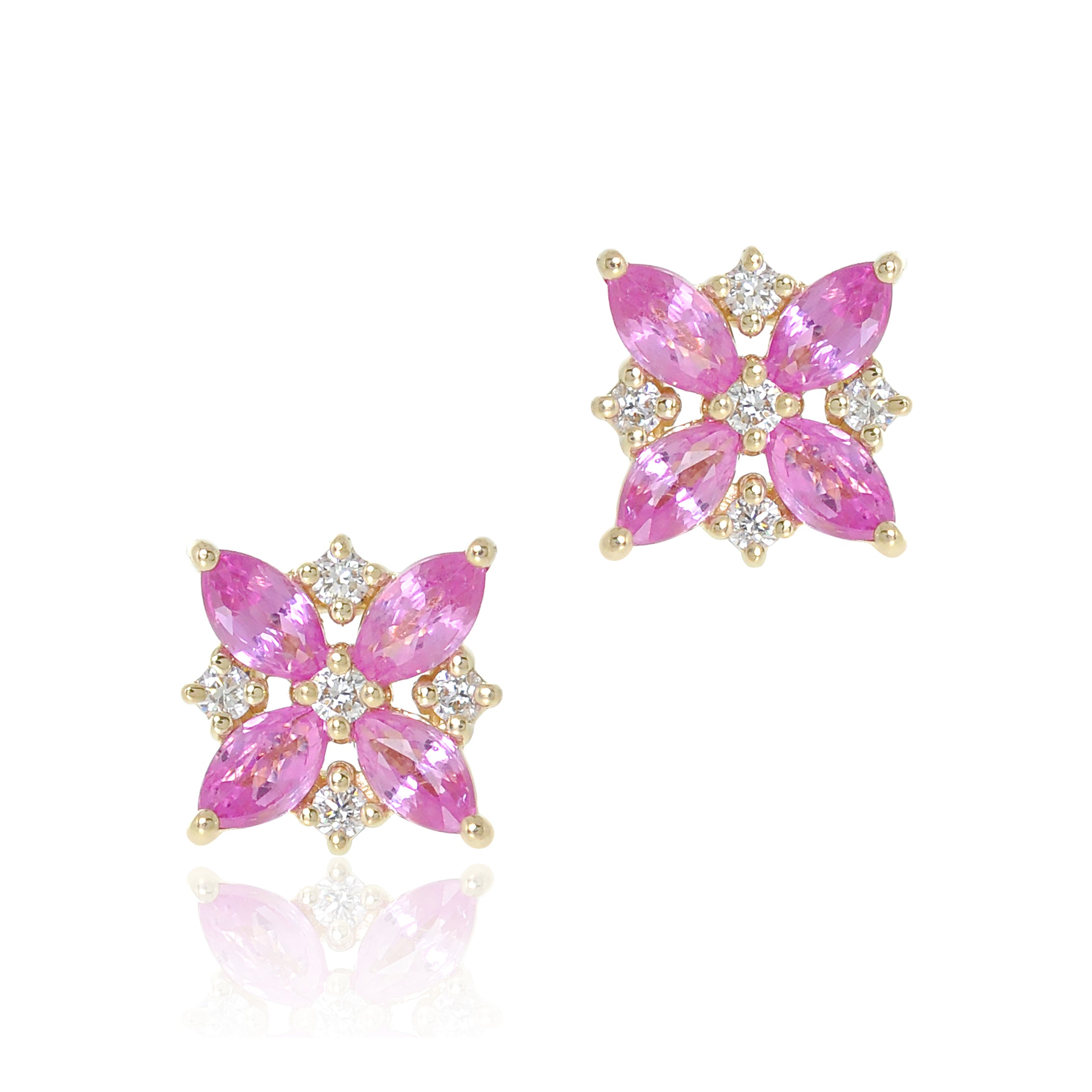 Pink Sapphire and Diamond Celeste Earrings - Elegant Dangle Earrings for Women, Perfect for Weddings, Parties & Special Occasions