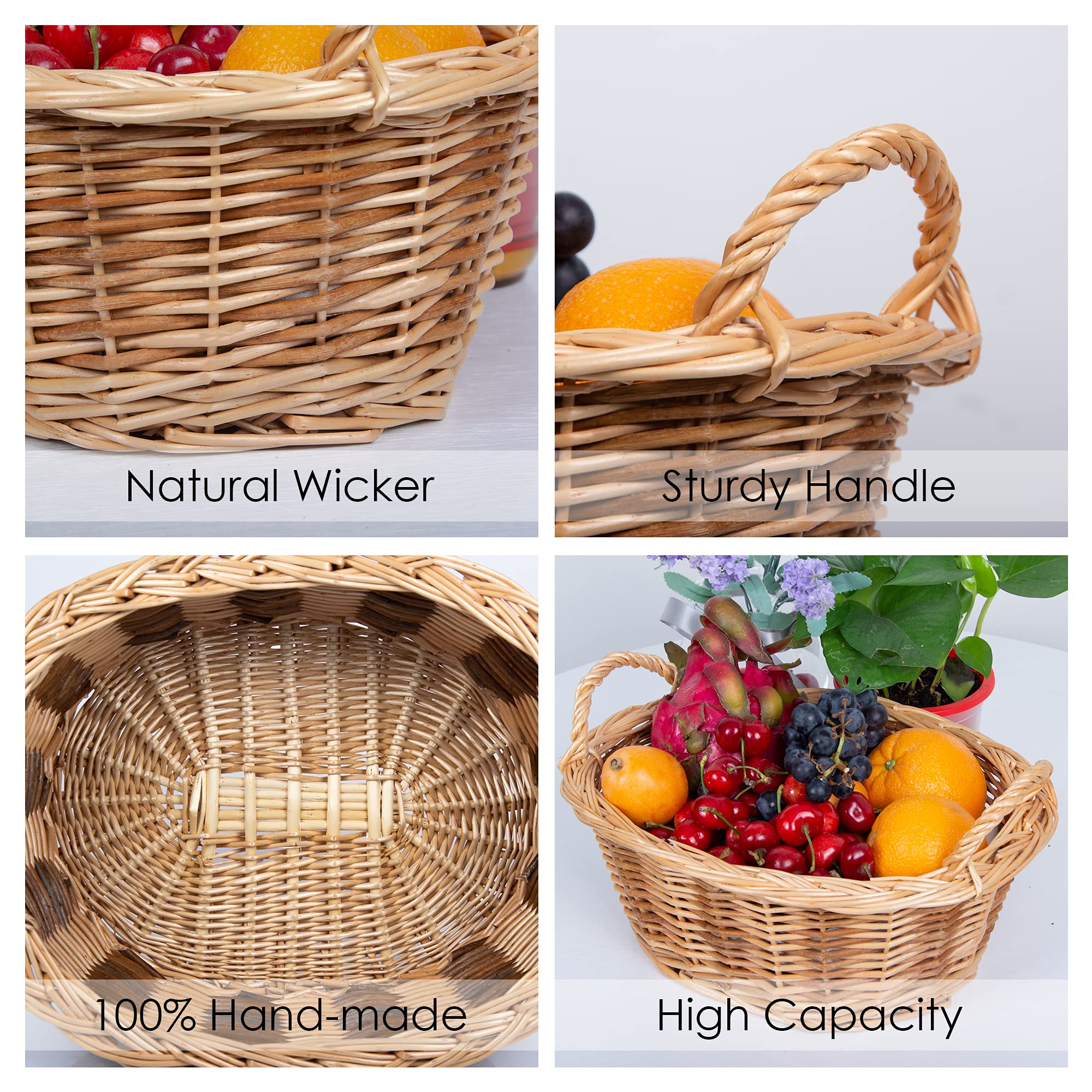 Elegant Woven Gift Baskets with Handles - Perfect for Chocolate, Nuts, Bread & Fruits - Ideal for Mother's Day, Easter, Birthday & Holiday Presents - Thoughtful Gift Solution for Women | Home Decor, Party Favors & Special Occasion Gift Giving