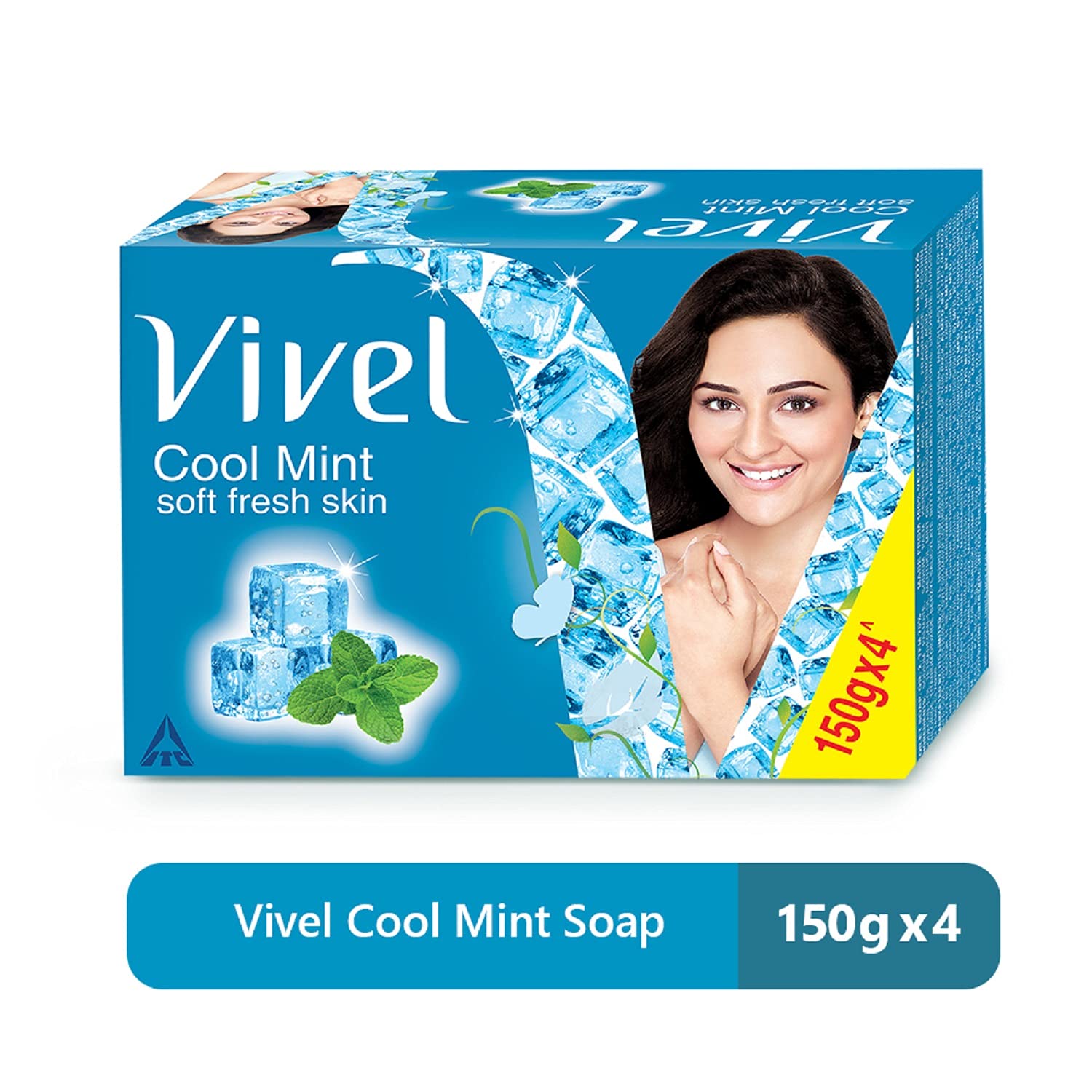 Vivel Cool Mint Bathing Soap with Menthol - Refreshing Body Wash for Soft Skin | Cooling Fragrance Combo Pack (4x150g Soap + 500ml Mint Cucumber Shower Crème) | Ideal for Morning Refreshment & Post-Workout Shower | Unisex Skincare for Men & Women