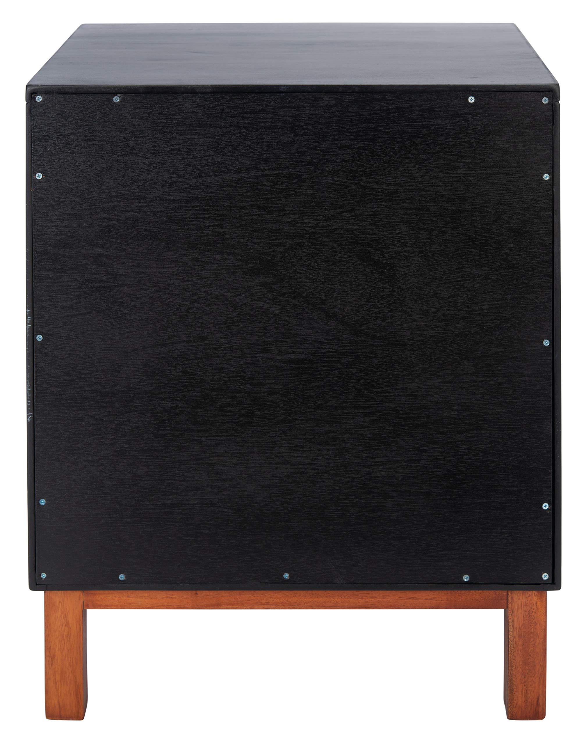 SAFAVIEH Home Collection Erica Black & Natural Rattan 2-Drawer Nightstand - Modern Bedside Table for Bedroom Decor, Storage Solution