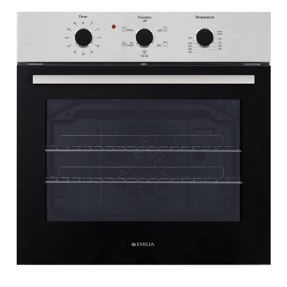 EMRENT65E 60cm 5-Function Stainless Steel Fan Forced Oven with 10A Plug - Commercial & Home Kitchen Use - Full Warranty Included
