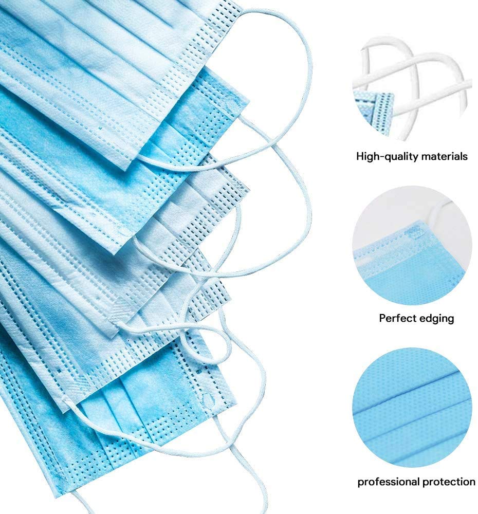 GreatDio® 75 Pcs Disposable 3-Ply Earloop Face Masks - Breathable Protection for Home, School, Office & Travel - Comfortable Blue Masks for Daily Use & Public Safety