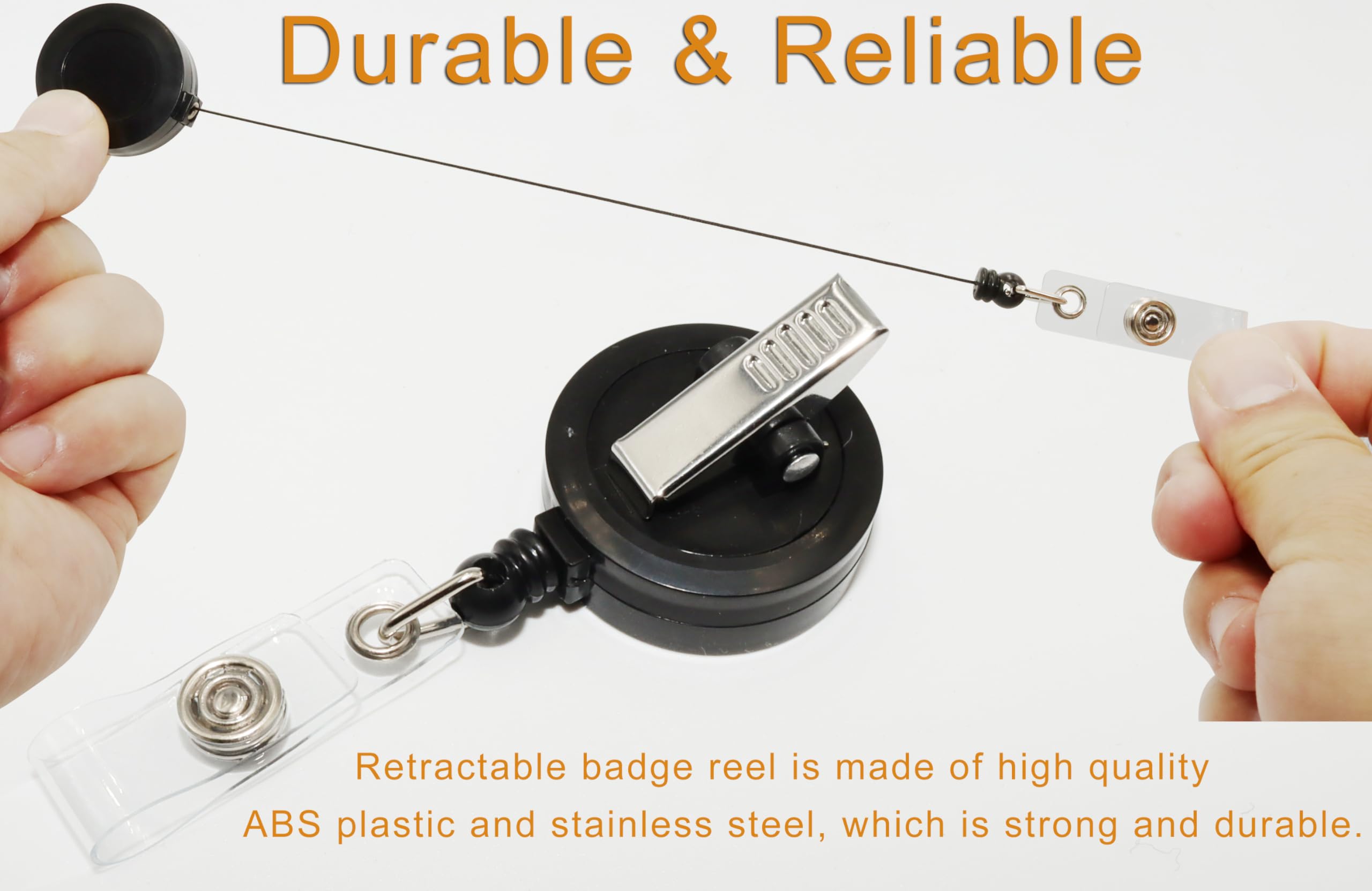 Retractable Badge Reel with Clip & Key Ring - 2 Pack ID Badge Holder for Work, Security, Events & Conventions - Durable Lanyard Accessory for Nurses, Teachers & Office Professionals