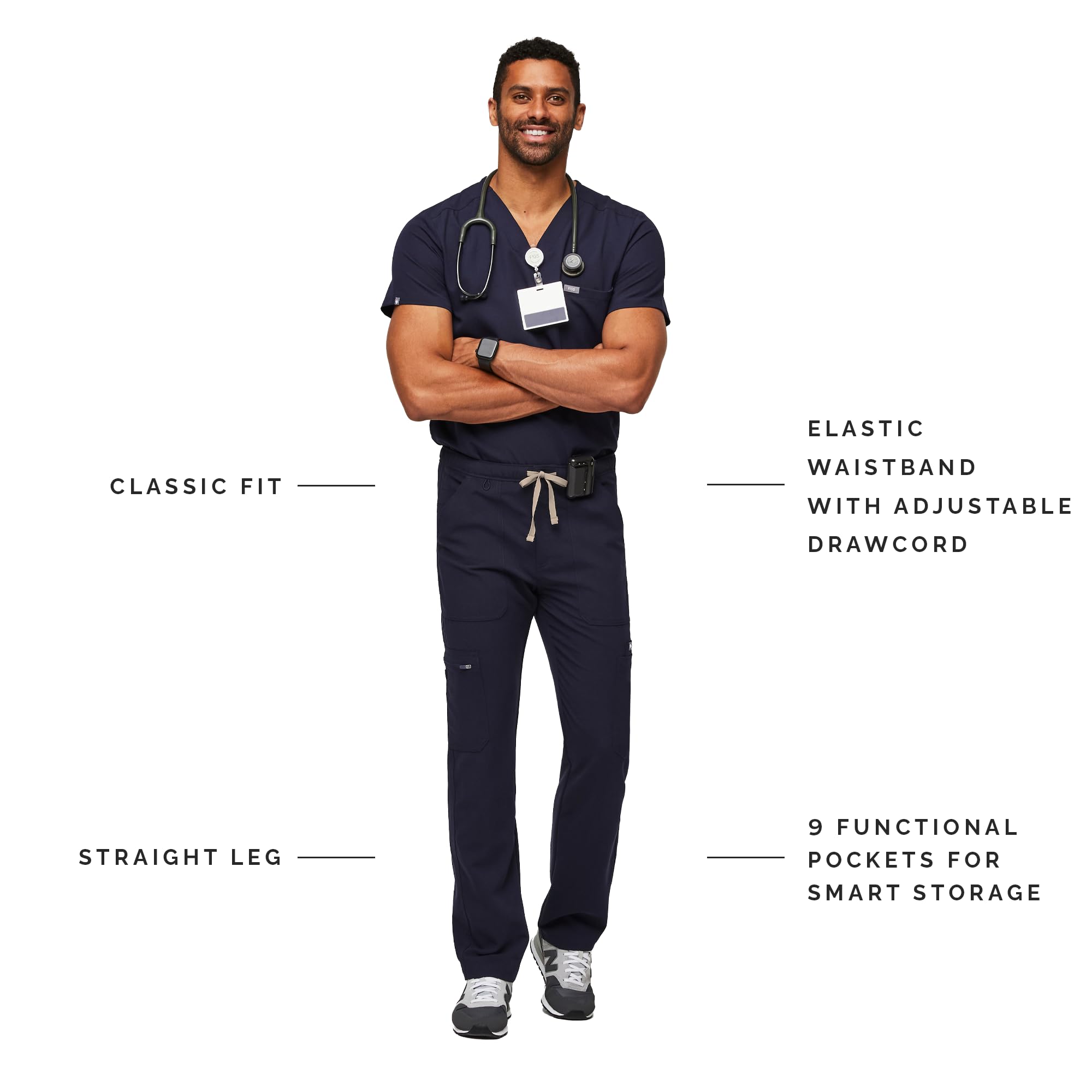 FIGS Cairo Cargo Scrub Pants for Men - Classic Straight Leg Fit, 9 Pockets, 4-Way Stretch, Anti-Wrinkle, Comfortable Medical Workwear for Doctors, Nurses & Healthcare Professionals - Perfect for Hospital Shifts & Clinical Duties
