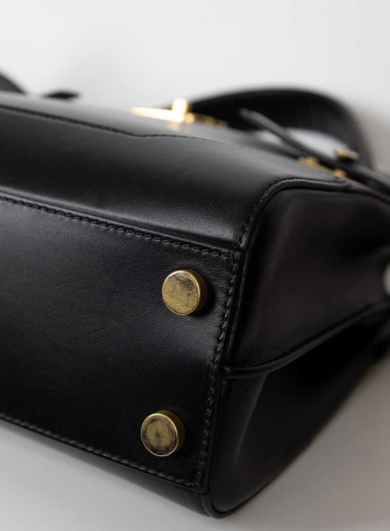Balmain Black Leather Rectangular Handbag for Women - Luxury Designer Shoulder Bag for Work, Travel & Evening Events
