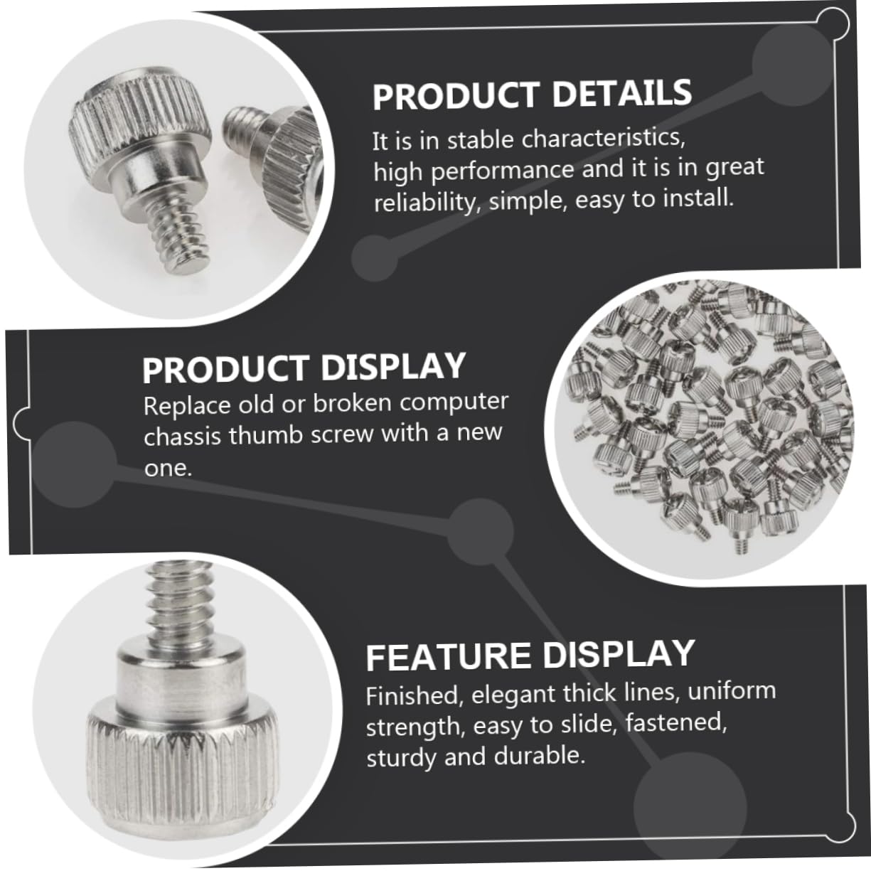 Jojofuny 100pcs Black Oxidation-Resistant Computer Case Thumb Screws - Knurled Chassis Screws with Uniform Strength for PC Builds & Hardware Upgrades (Perfect for Gaming Rigs, Workstations & DIY Computer Assembly)