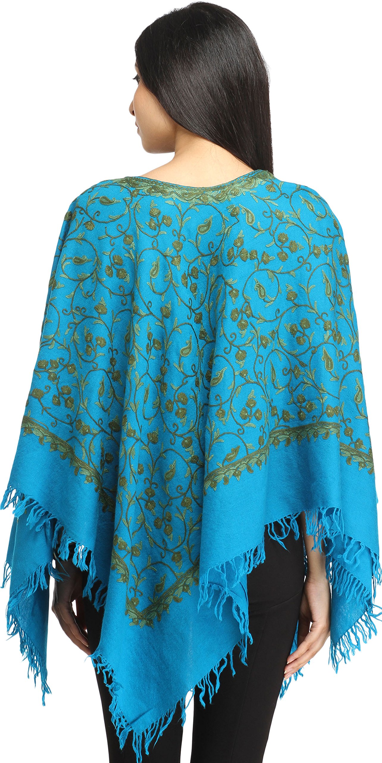 Hand-Embroidered Kashmir Paisley Poncho - Premium Cashmere Shawl Wrap for Women - Perfect for Fall Fashion, Boho Outfits & Special Occasions