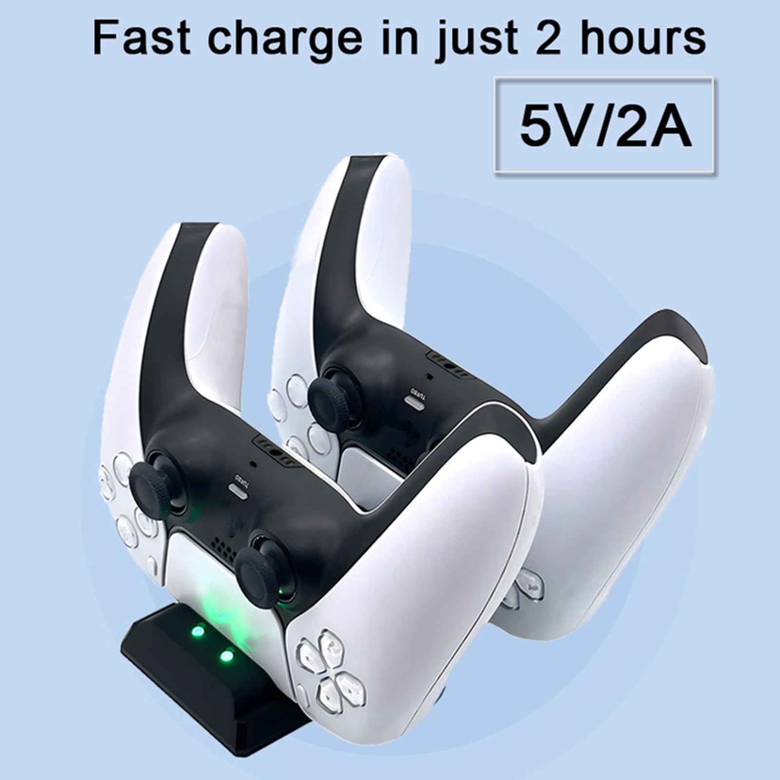 Wilitto PS5 Controller Charger Station - Dual USB-C Fast Charging Dock for PS5 DualSense Controllers with 2 Cable Types (White) - Perfect for Gaming Setup & Multiplayer Sessions