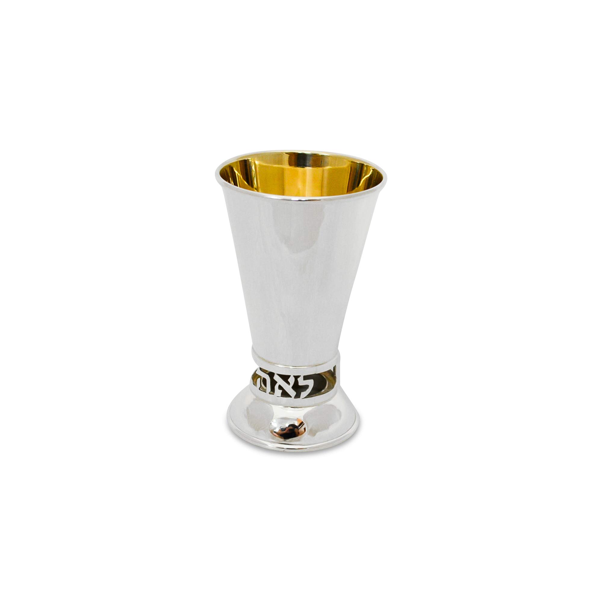 Personalized Sterling Silver Kiddush Cup - Custom Engraved Hebrew or English Name with Colorful Enamel - Perfect for Jewish Holidays, Bar Mitzvahs & Wedding Gifts