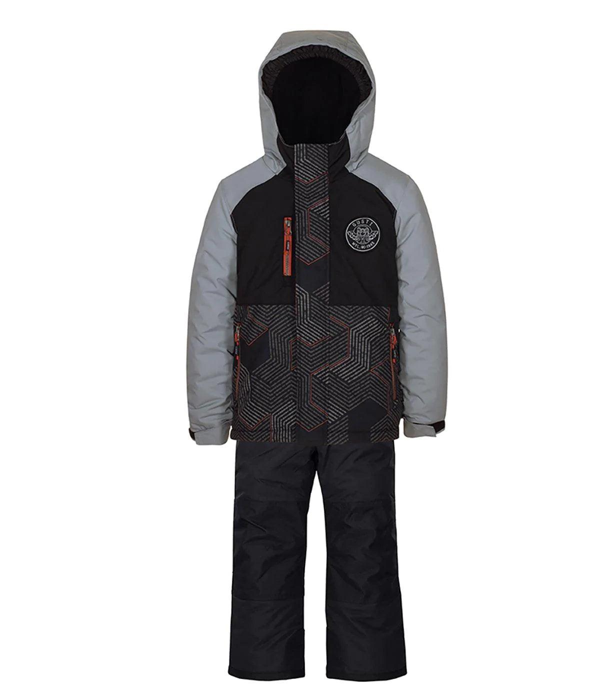 Gusti Gabe Winter Snowsuit for Kids - Warm Grey Waterproof Snowsuit for Boys & Girls - Perfect for Skiing, Snowboarding & Outdoor Winter Play