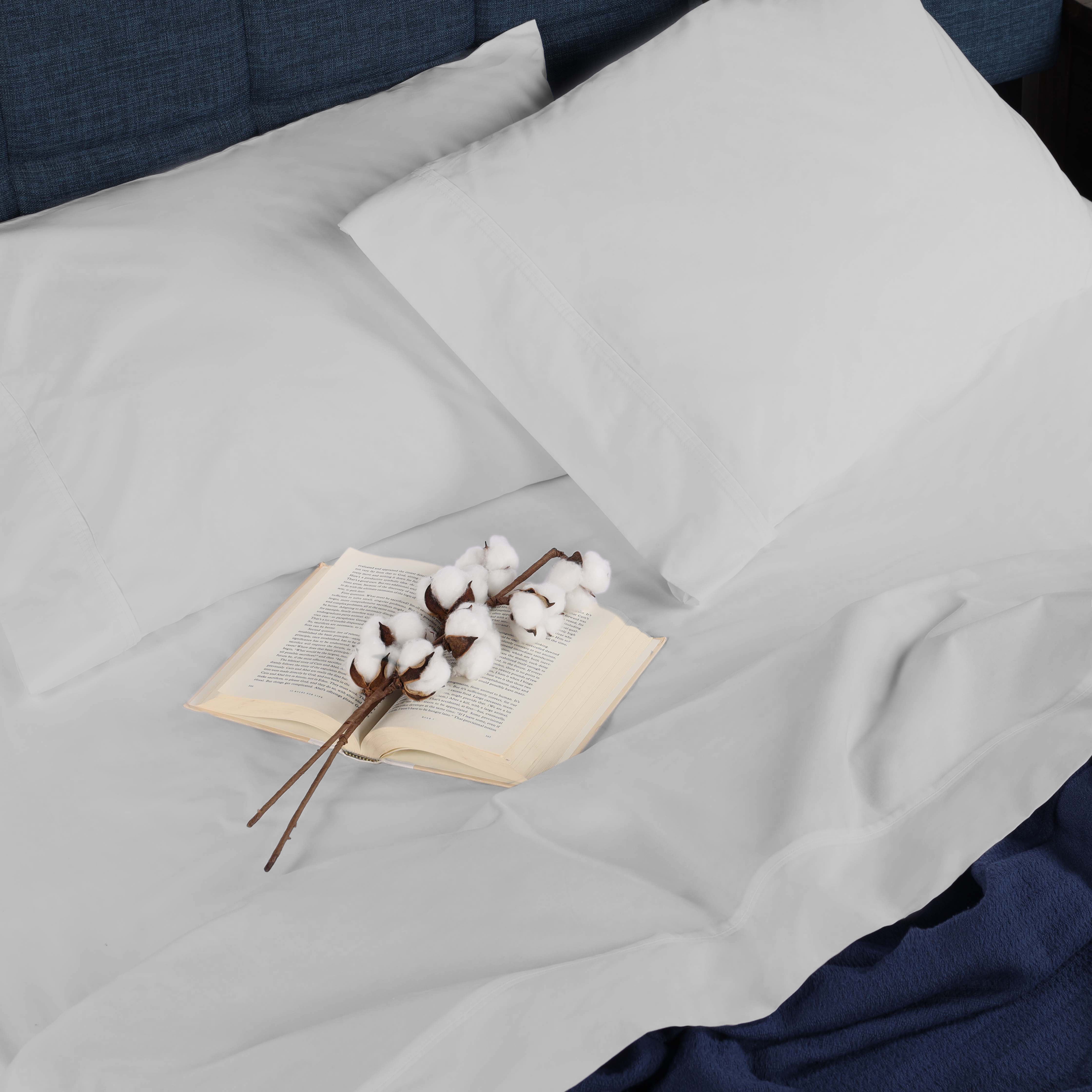 Premium Organic Cotton 300 Thread Count Percale Sheet Set - Extra Deep Pocket Fitted Sheet for 18