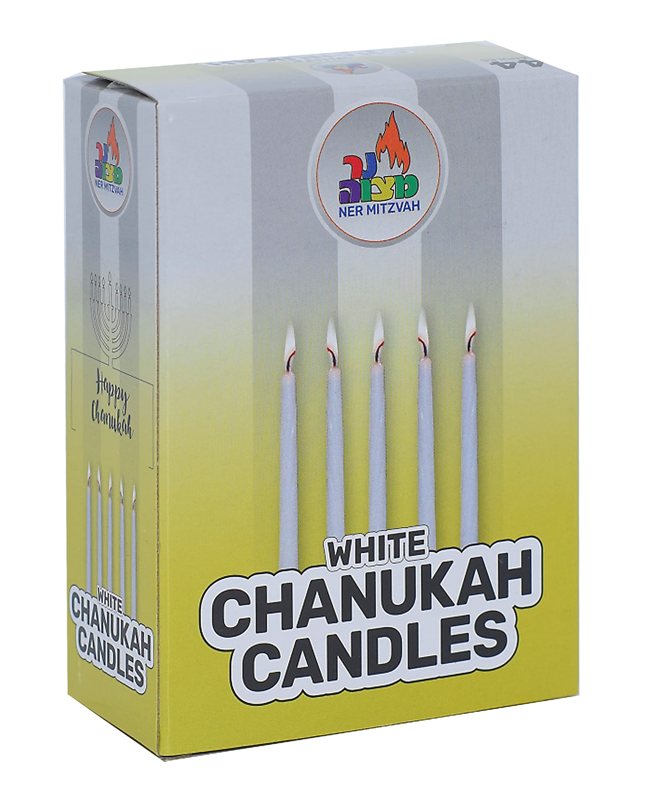 Premium White Hanukkah Candles - Standard Size Fits Most Menorahs - 44 Count for All 8 Nights - High-Quality Kosher Wax - Perfect for Jewish Holiday Celebrations, Home Decor & Gift Giving
