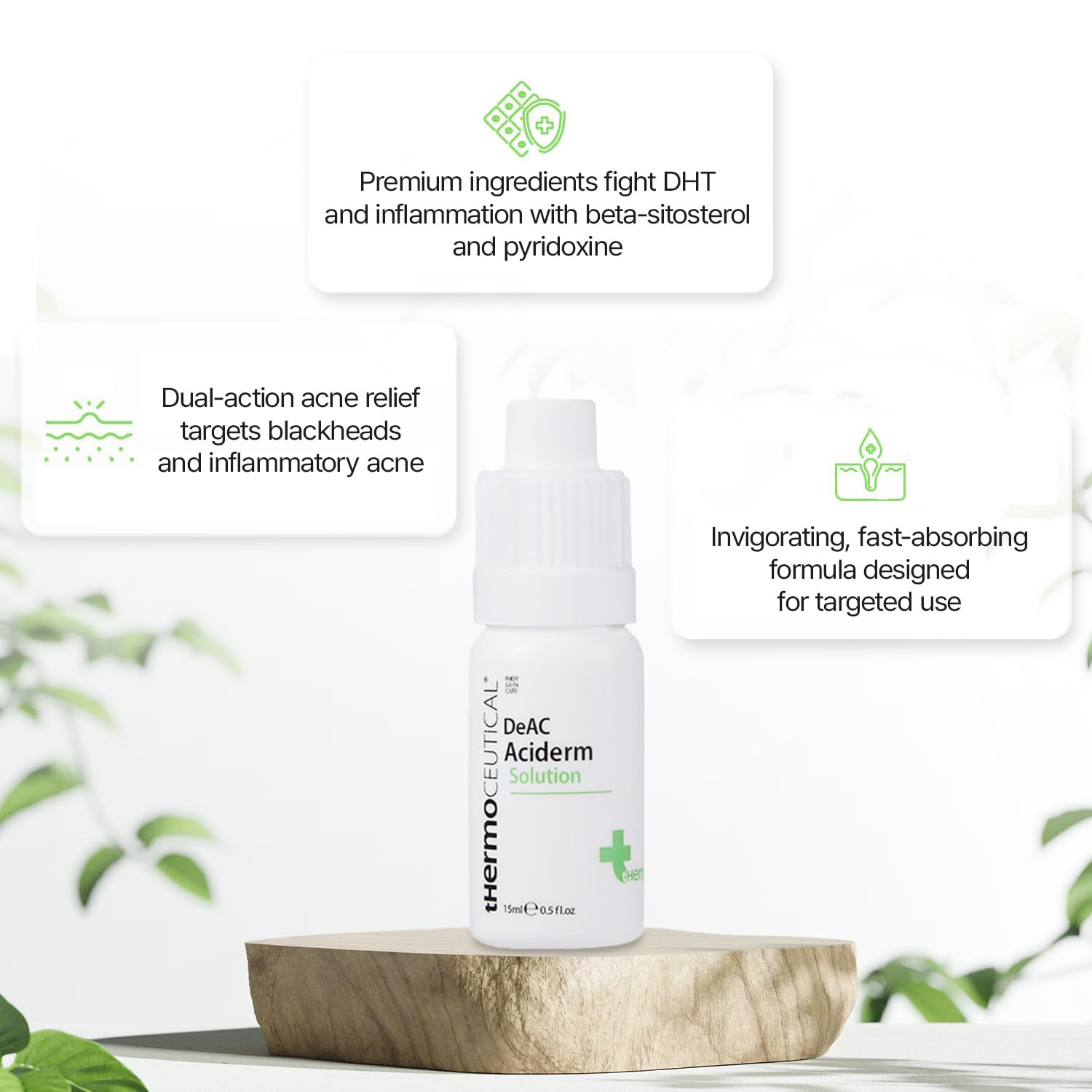 Thermoceutical DeAC Aciderm Acne Treatment Solution - Sebum Control, Pore Minimizer & Dead Skin Cell Removal for Clear Skin | Fast-Absorbing 0.5 fl.oz | Perfect for Teen & Adult Acne Care, Daily Skincare Routine & Blemish Prevention