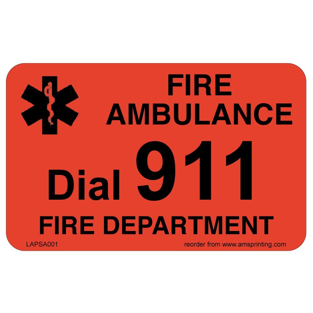 Emergency 911 Phone Stickers - 100 Laminated Fluorescent Red Safety Labels with Bold Black Text | Perfect for Home, Office & Public Safety Awareness