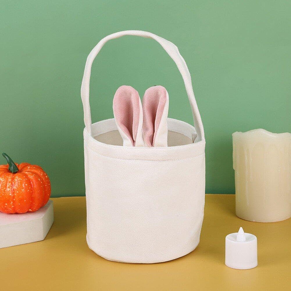 5-Piece Easter Bunny Baskets with Rabbit Ears Design - Cute Tote Bags for Easter Egg Hunts, Kids Party Favors & Easter Gift Bags - Perfect for Easter Celebrations, Egg Hunt Games & Spring Party Decorations