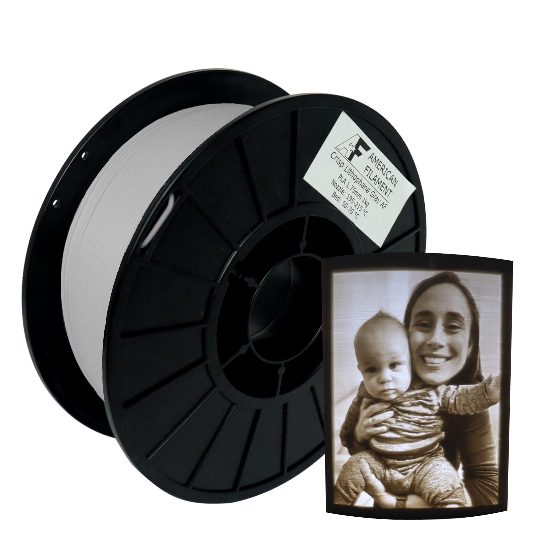 Premium Gray AF PLA Filament for 3D Printing - High-Quality Lithophane Material - Perfect for Home Decor, Personalized Gifts & Photo Displays