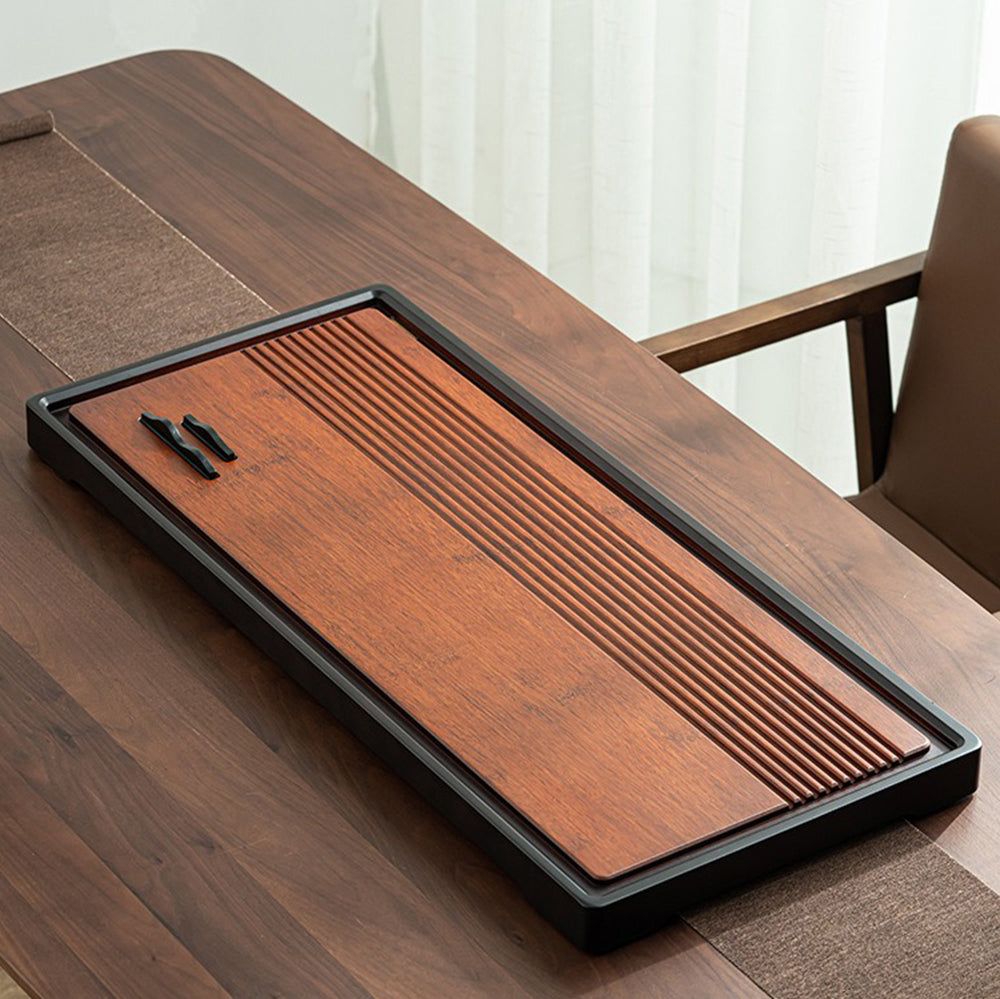 Premium Heavy Bamboo Tea Tray - Handcrafted Chinese Gongfu Tea Ceremony Set - Perfect for Tea Brewing, Zen Meditation & Home Decor
