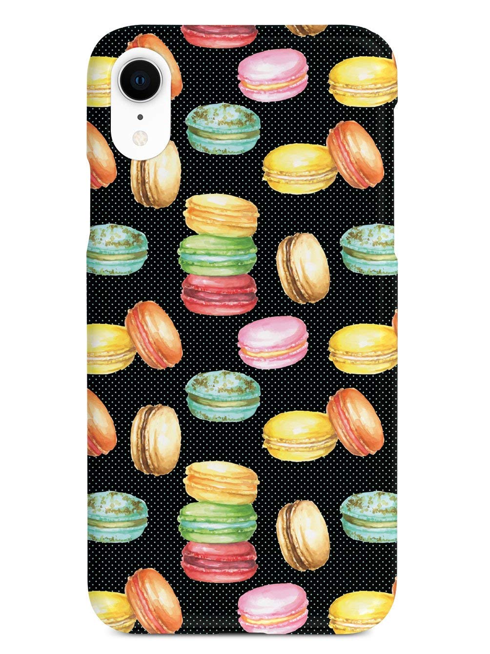 **Inspired Cases for iPhone XR - 3D Textured Protective Phone Cover with Watercolor Macaroons Design (Black) - Shockproof & Slim Fit - Perfect for Daily Use, Travel, and Gifting**