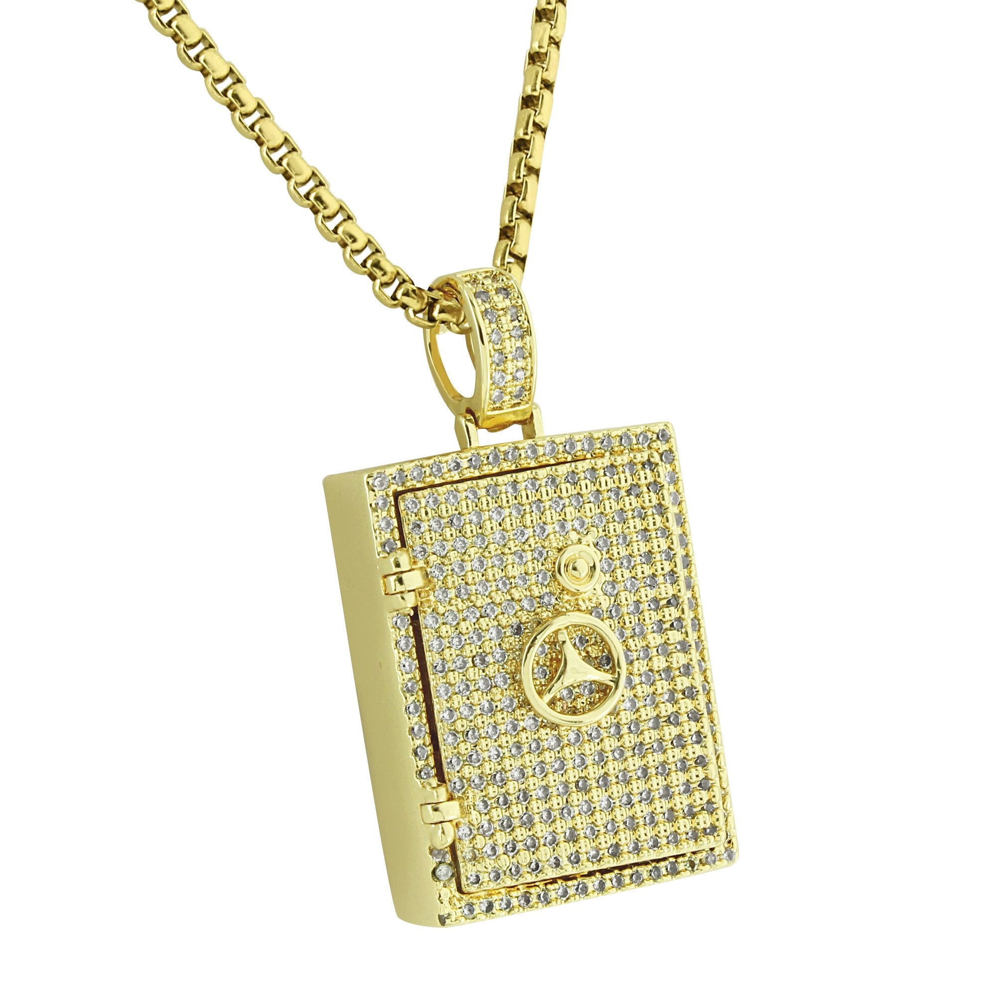 14K Yellow Gold Plated Stainless Steel Safety Vault Lock Pendant Necklace - 24 Box Chain for Women, Gift for Her, Perfect for Everyday Wear & Special Occasions