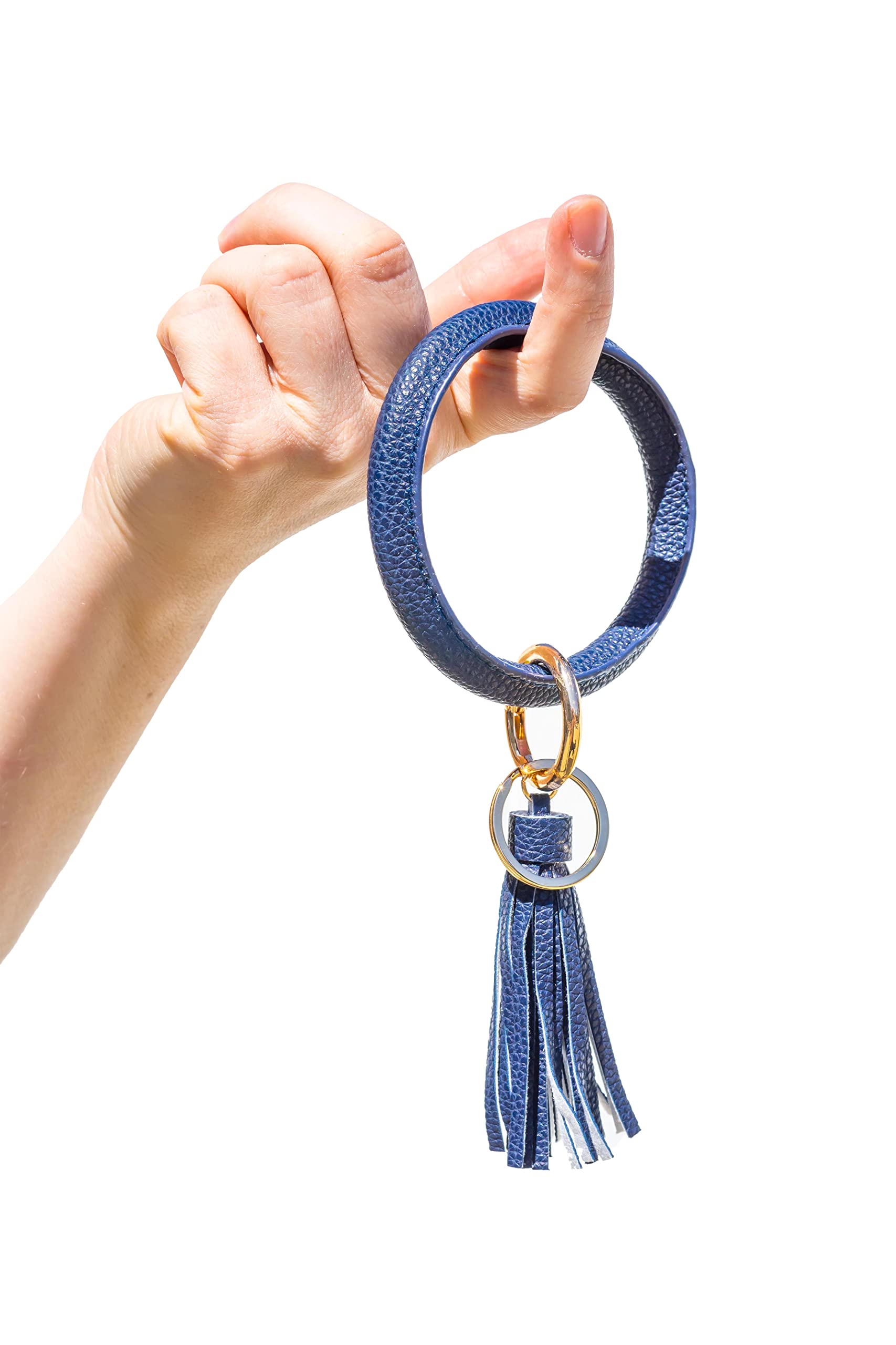 Krediz Key Ring Tassel Bracelet for Women - Adjustable Leather Wristlet Bangle with Removable Clasp & Matching Tassel (4