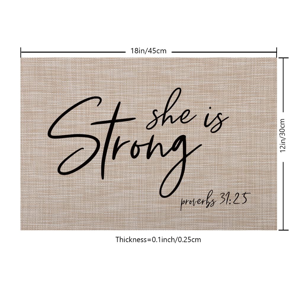 Strong Inspirational Placemats Set of 4 - Kitchen & Dining Decor for Home