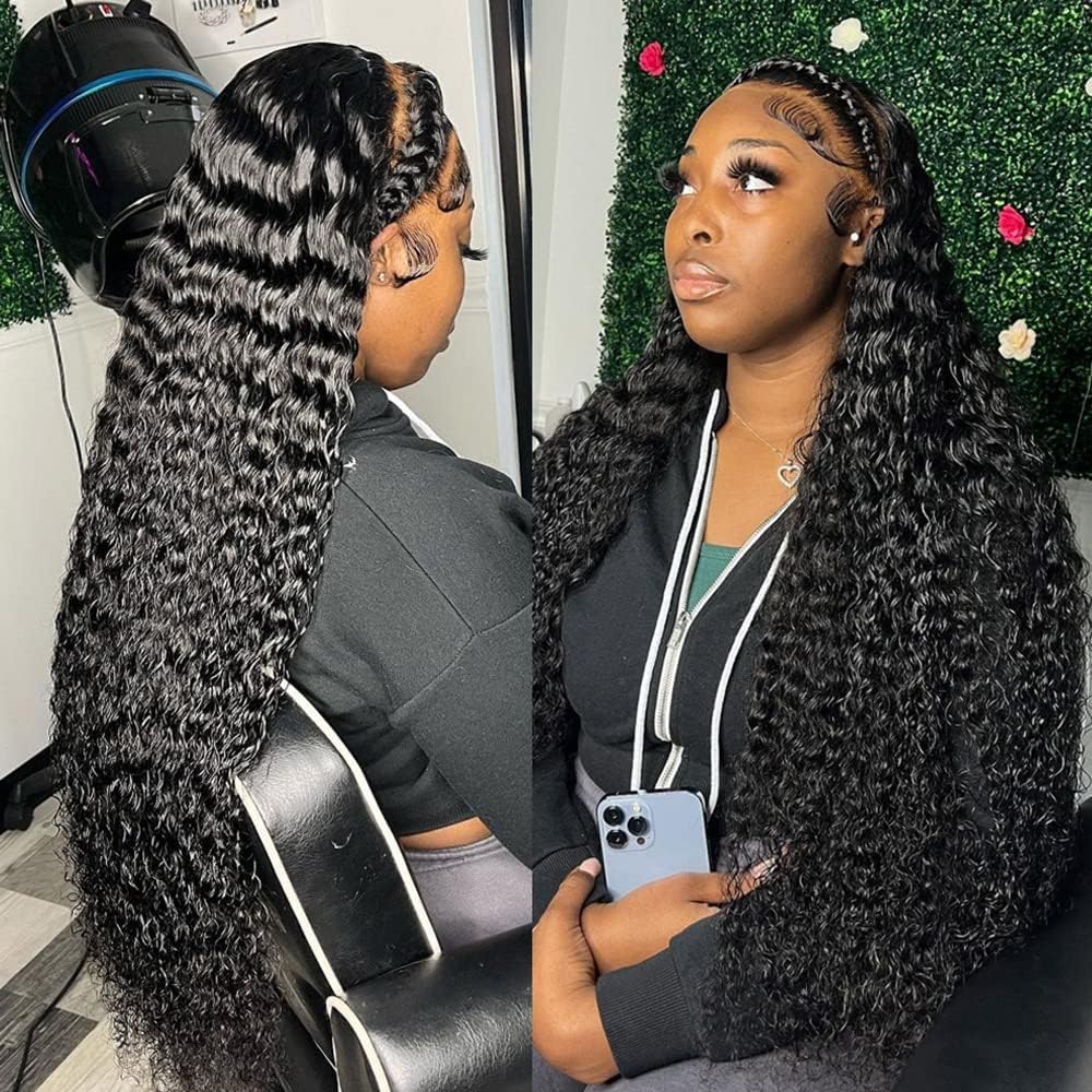 13x6 Deep Wave Lace Front Wigs Human Hair - HD Lace Frontal Wigs for Black Women - Glueless Curly Lace Front Wig with Baby Hair & Pre-Plucked Hairline - 150% Density (Natural Color, 20 Inch) - Perfect for Daily Wear, Parties, Weddings & Special Occasions