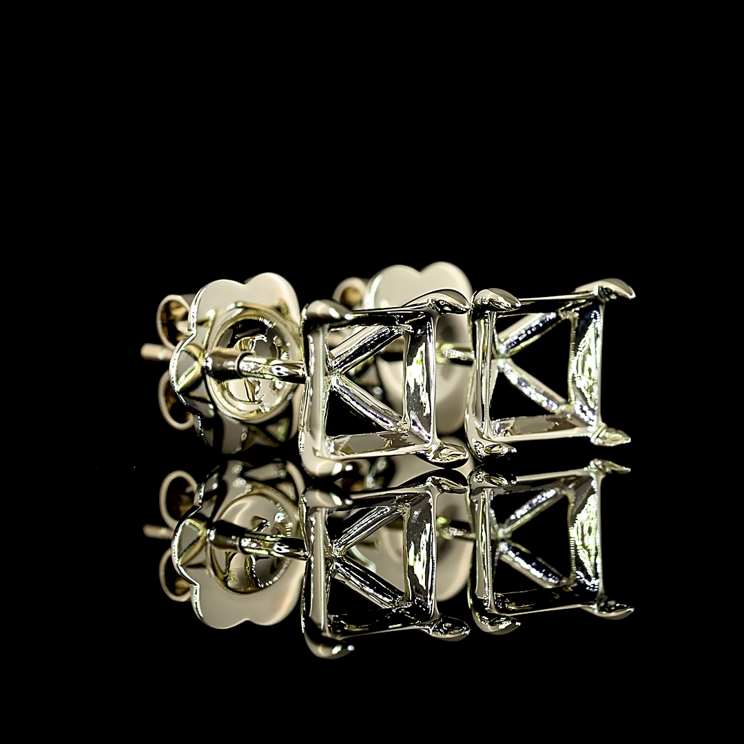 2.05 Carat Lab-Grown Princess Cut Diamond Stud Earrings in 14K White Gold – F Color, VS2 Clarity – Perfect for Weddings, Anniversaries & Special Occasions