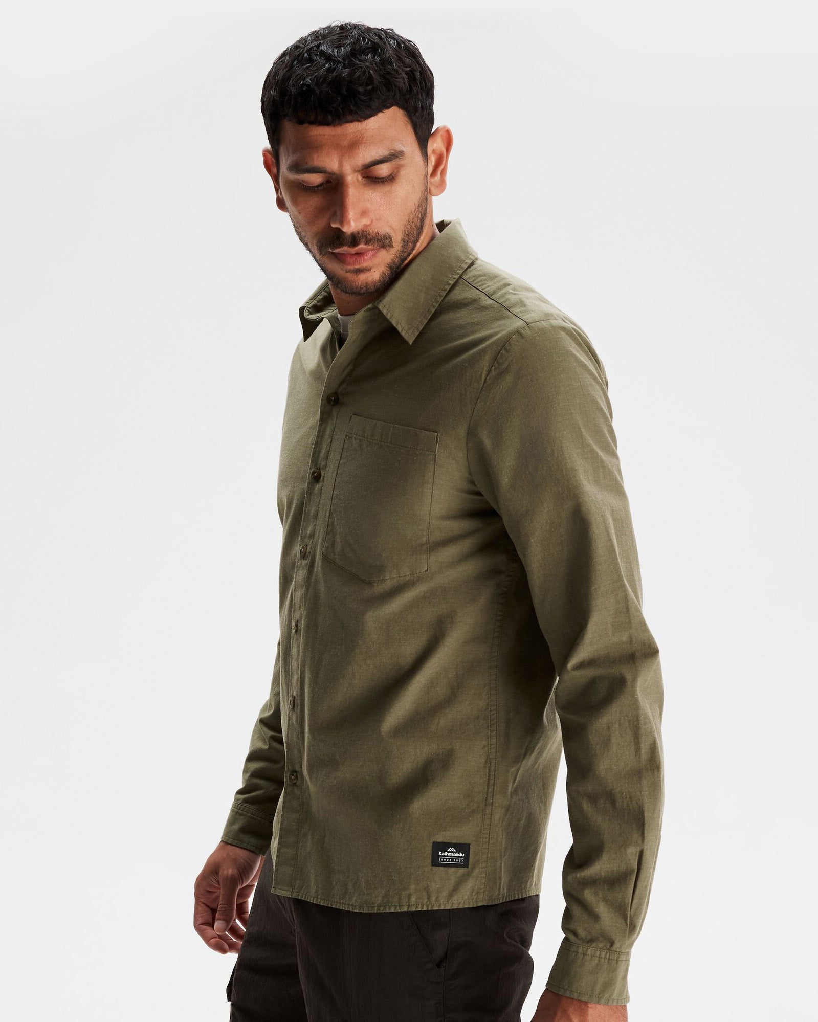 Men's Flaxton LT Long Sleeve Shirt - Moisture Wicking Quick Dry Performance Shirt for Hiking & Outdoor Activities - Moss Green