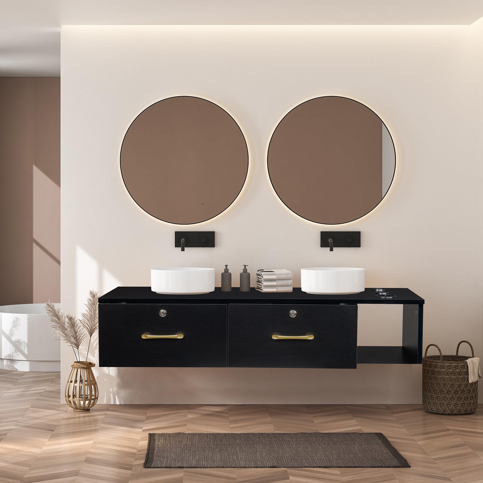 Wall Mount Salon Station with Drawers - Styling Cabinet & Open Storage for Beauty Salon & Spa - Professional Hair Stylist & Barber Equipment - Perfect for Salon Organization & Client Services