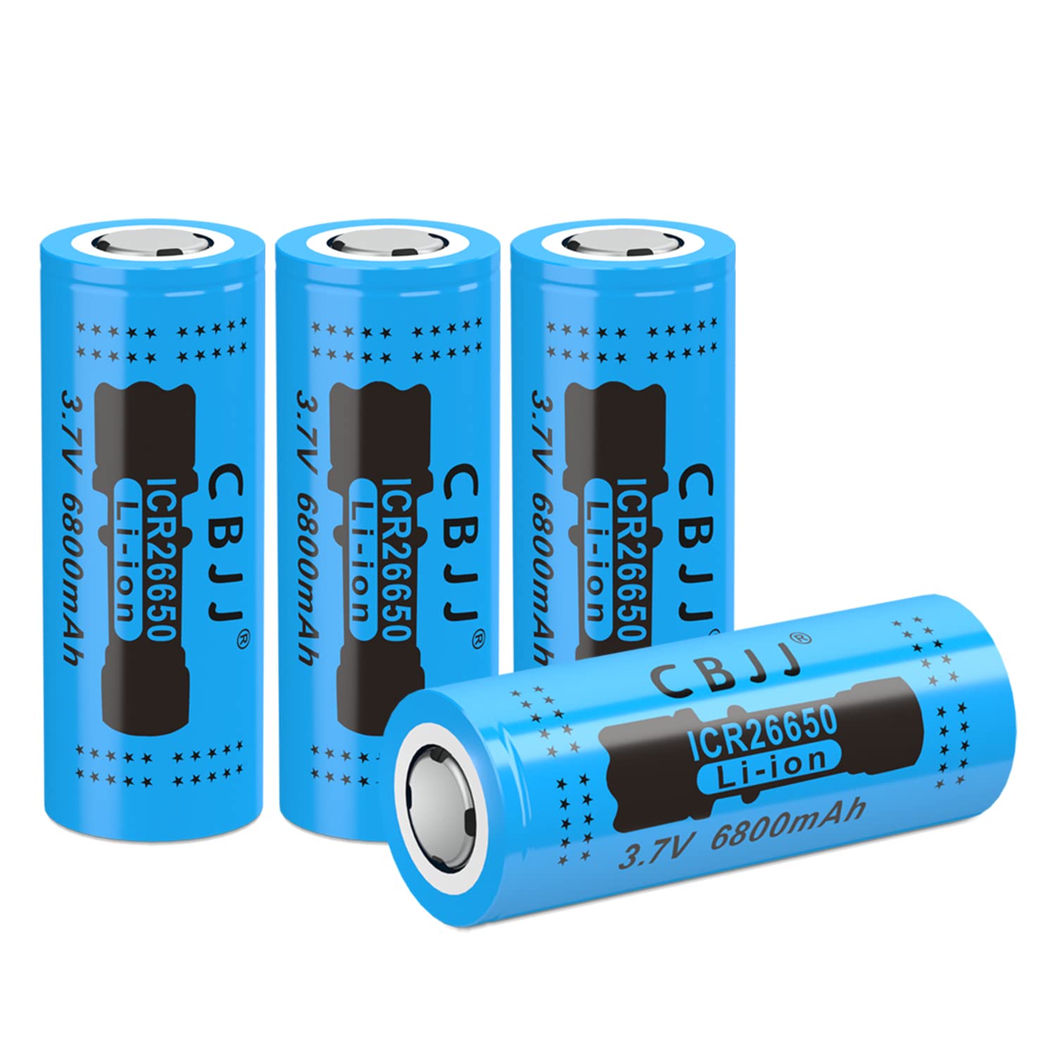 3.7V 26650 Rechargeable Battery 6800mAh High Capacity Flat Top Lithium Ion Batteries (4 Pack) - Perfect for Flashlights, Emergency Kits & Outdoor Gear