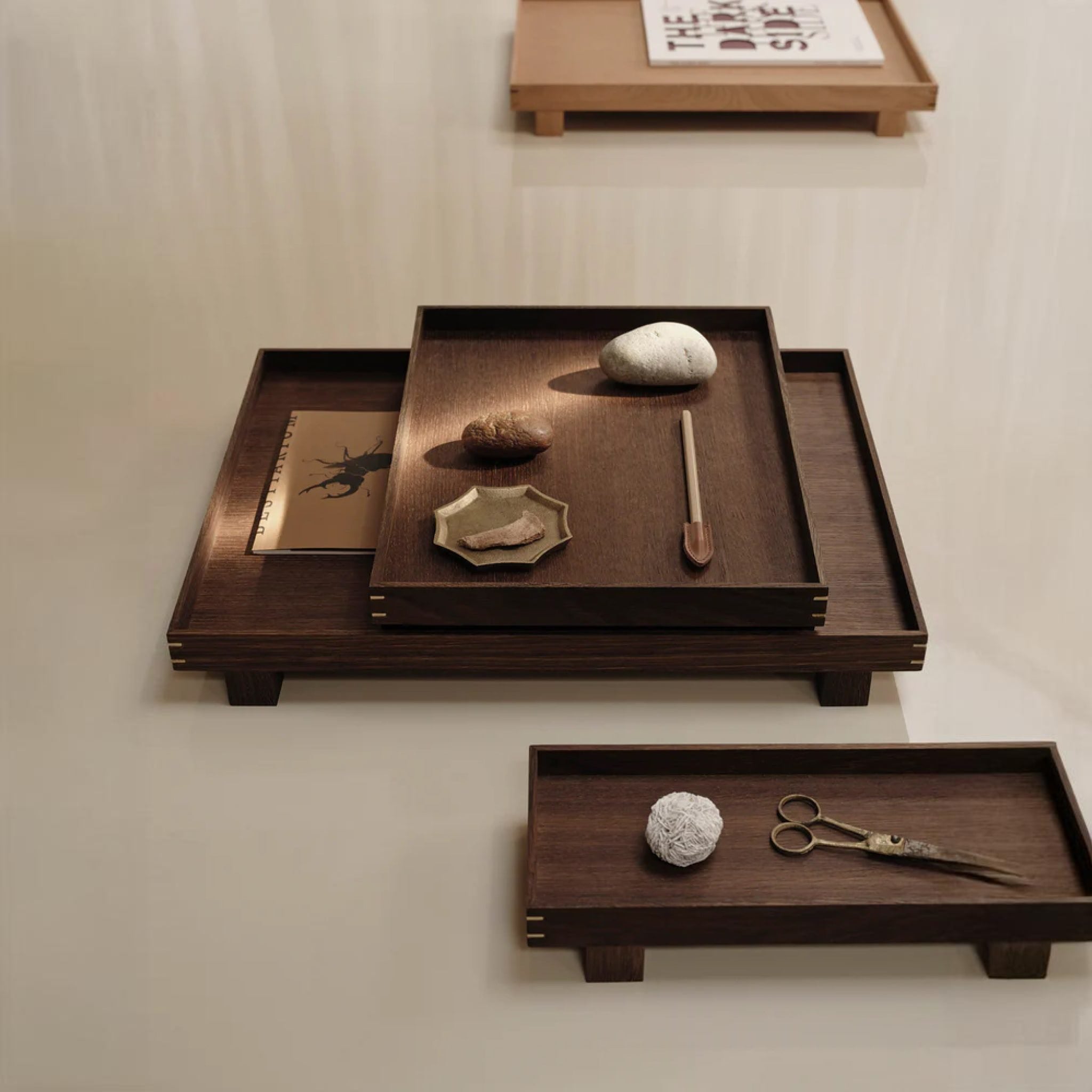 FERM LIVING Bon Wooden Tray - Large Smoked Oak Serving Tray for Dining Table, Coffee Table, Kitchen Counter & Home Decor