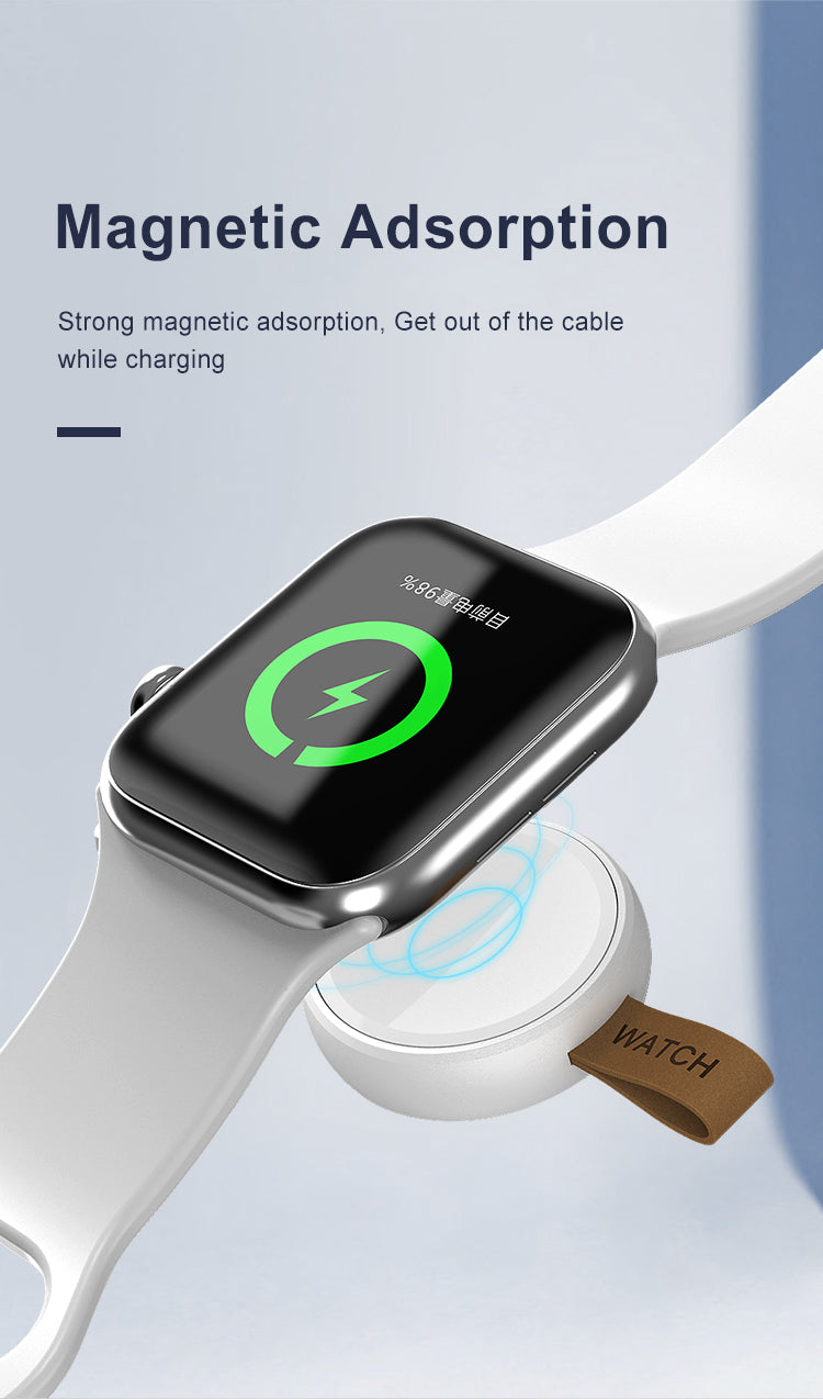 Apple Watch Charger - Portable Mini Magnetic Wireless Charging Dock with USB Cable | Fast Charging for Apple Watch Series 9/8/7/6/SE | Perfect for Travel, Office & Home Use