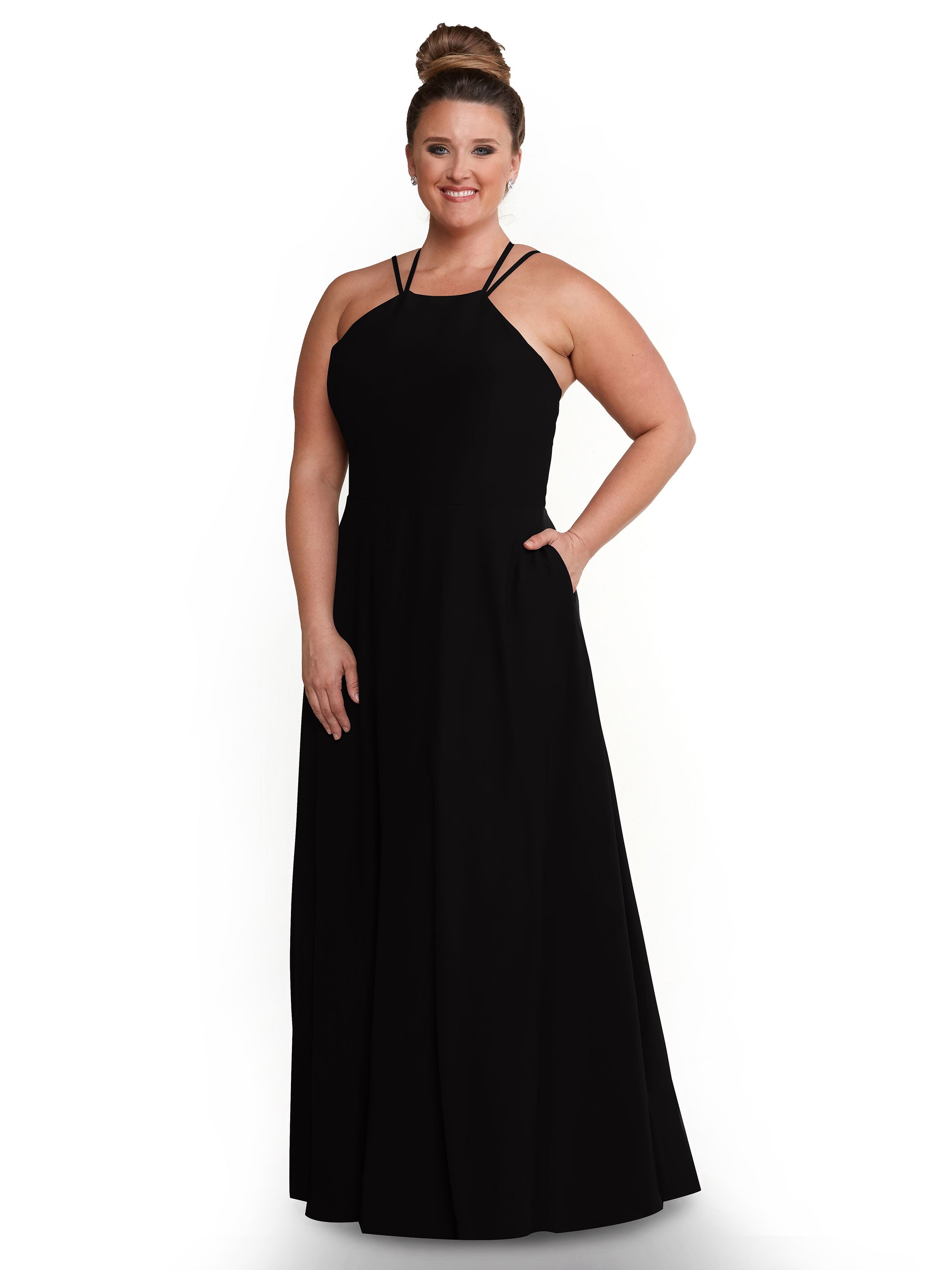 Elegant 83006 Stretch Chiffon A-Line Bridesmaid Dress with Halter Neckline - Perfect for Weddings, Formal Events & Special Occasions