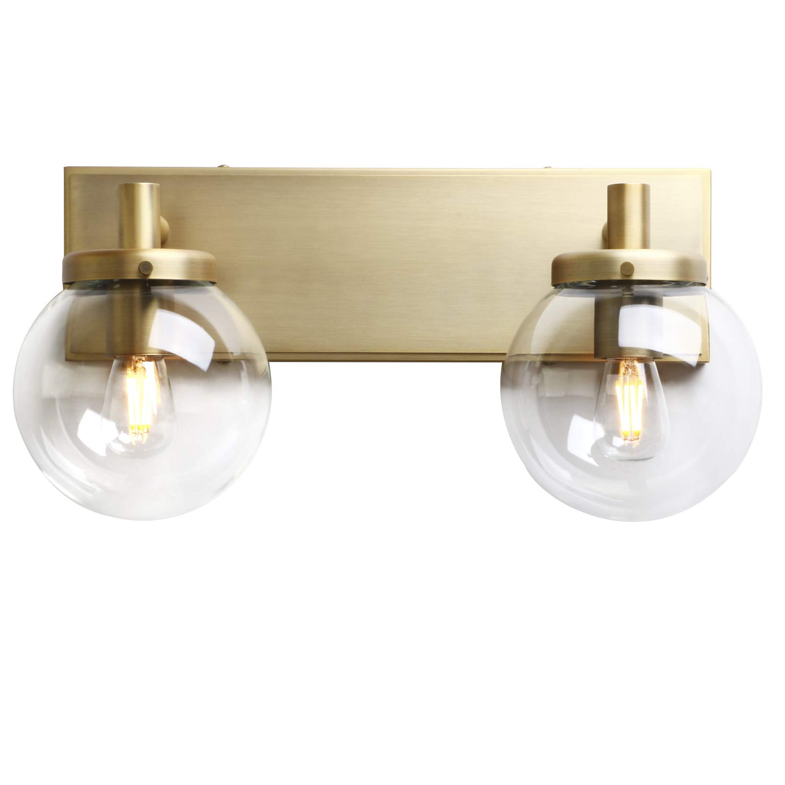 Vintage Industrial Wall Sconce Lights - Set of 2, Globe Glass Bathroom Vanity Lighting Fixtures, Indoor Wall Lamps for Living Room, Bedroom, Kitchen Decor | Perfect for Farmhouse, Loft & Apartment Lighting