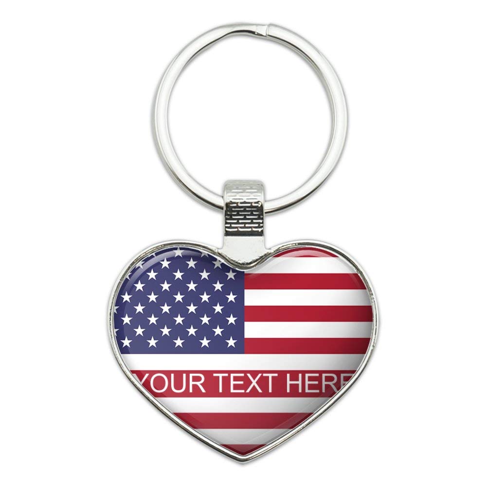 Custom USA Flag Heart Keychain - Personalized American Metal Key Ring for Keys, Gifts & Everyday Use | Patriotic Accessories for Home, Office & Travel
