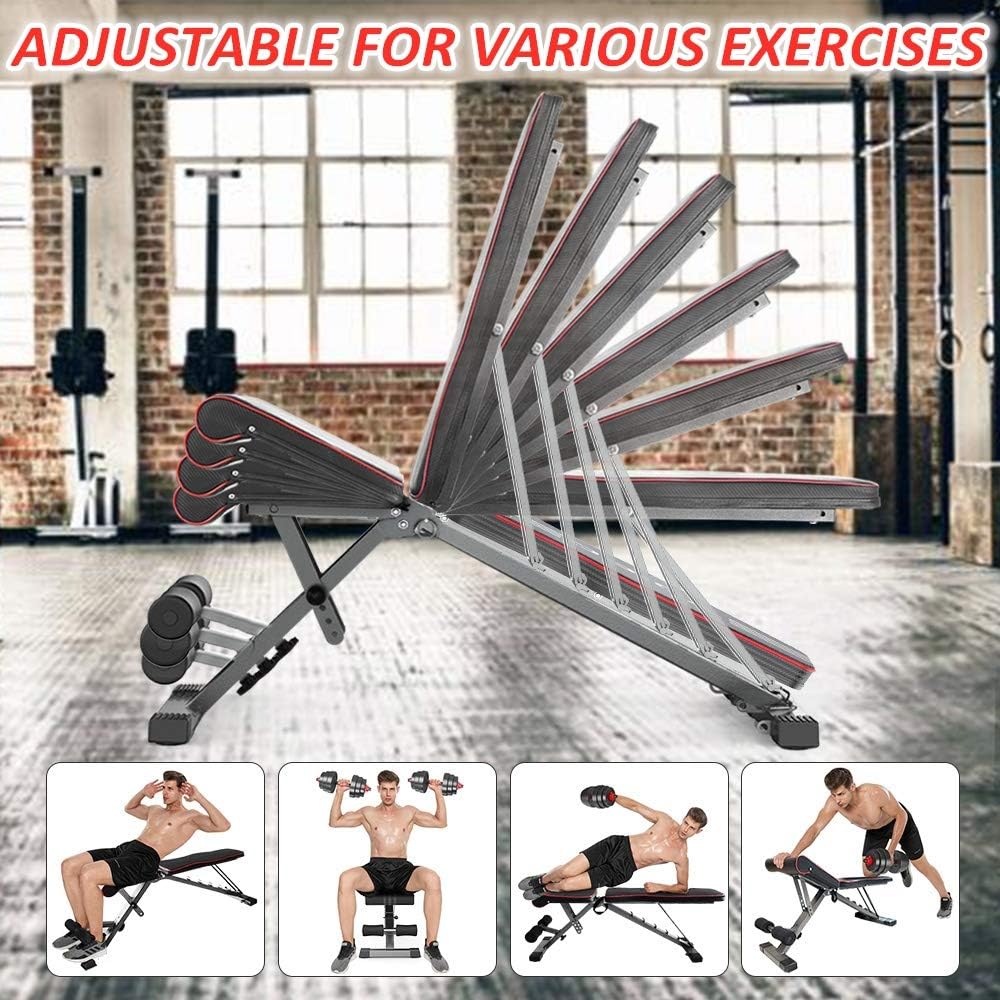 YOLEO Adjustable Weight Bench for Home Gym - Foldable Full Body Workout Bench with 330 lbs Capacity, Decline/Incline/Flat Positions - Perfect for Strength Training, Bodybuilding & Home Fitness Workouts