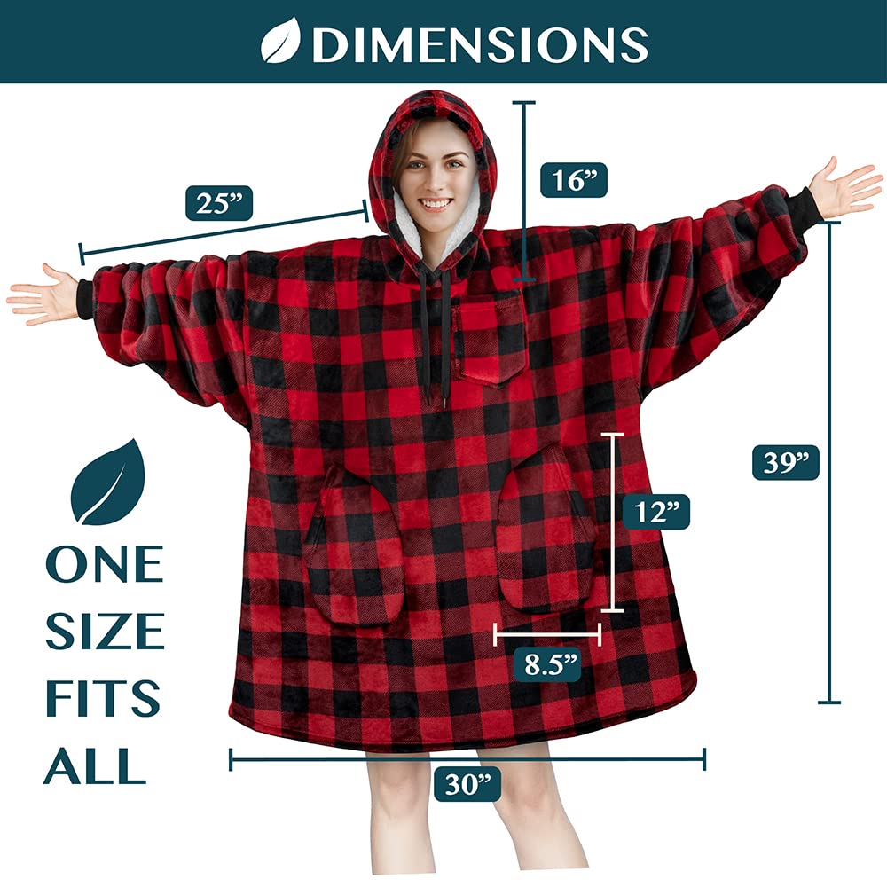 PAVILIA Wearable Blanket Hoodie for Women & Men - Oversized Sherpa Fleece Hooded Sweatshirt Blanket Sweater | Cozy Loungewear for Home, Camping & Outdoor Activities