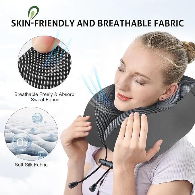 Jukmen Memory Foam Travel Pillow for Neck Support - Hooded & Comfortable Neck Pillow for Adults - Perfect for Airplane, Car, Train Travel - Flight Pillow with Hoodie for Long Trips & Relaxation