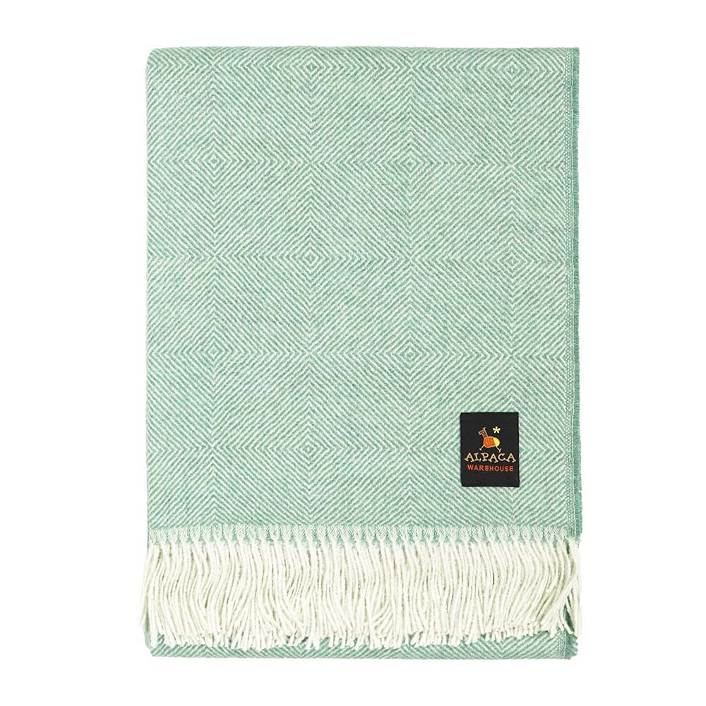 Premium 100% Baby Alpaca Wool Blanket - Soft & Warm Diamond Pattern Throw for Bed, Couch, or Sofa - 72