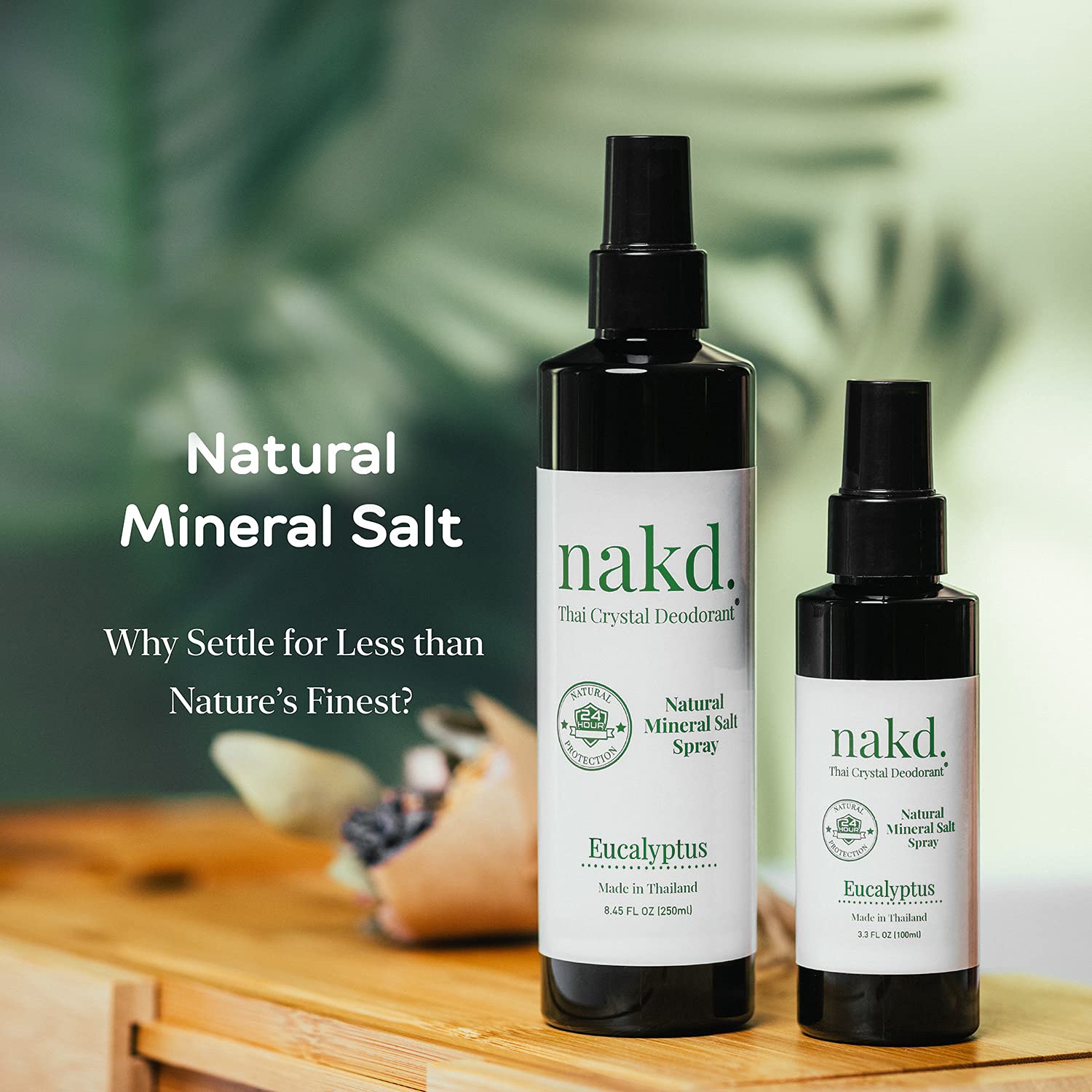 Natural Aluminum-Free Deodorant Spray - 8.45oz + 3.3oz Travel Size Crystal Salt Spray for Women, Men & Kids - Eucalyptus Scented, Vegan & Cruelty-Free - Perfect for Gym, Travel & Daily Freshness