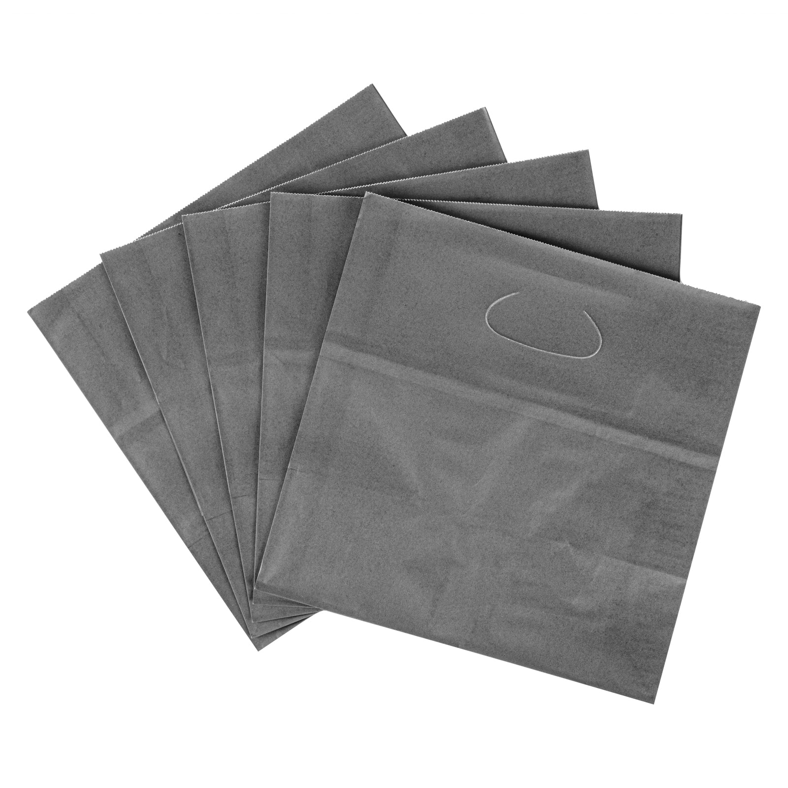 Eco-Friendly Gray Rectangle Paper Take Out Bags with Handles - 11x7x11 Inches (100 Count Bulk Pack) - Perfect for Restaurants, Cafes & Food Delivery Businesses