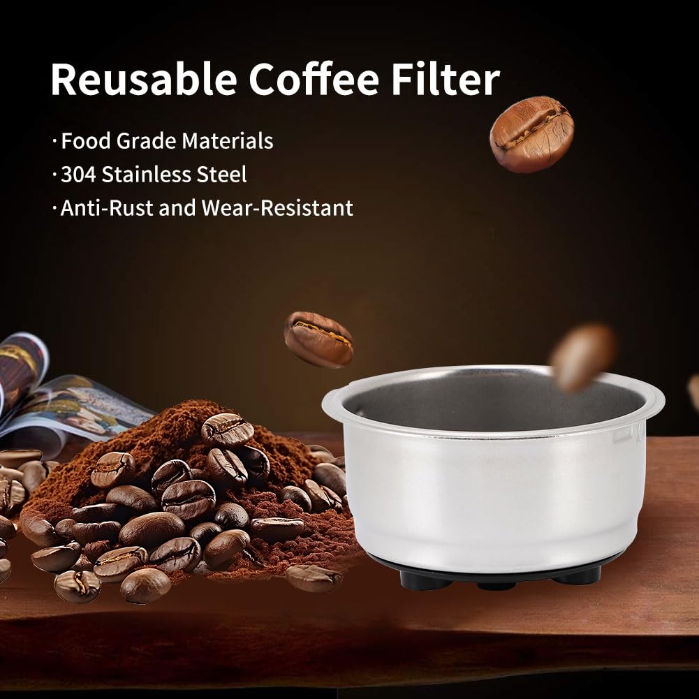 Haofy Stainless Steel Coffee Filter Basket - Detachable Coffee Filter Cup for Espresso Machines, Drip Coffee Makers - Perfect for Home, Office & Camping Use (2-Pack)