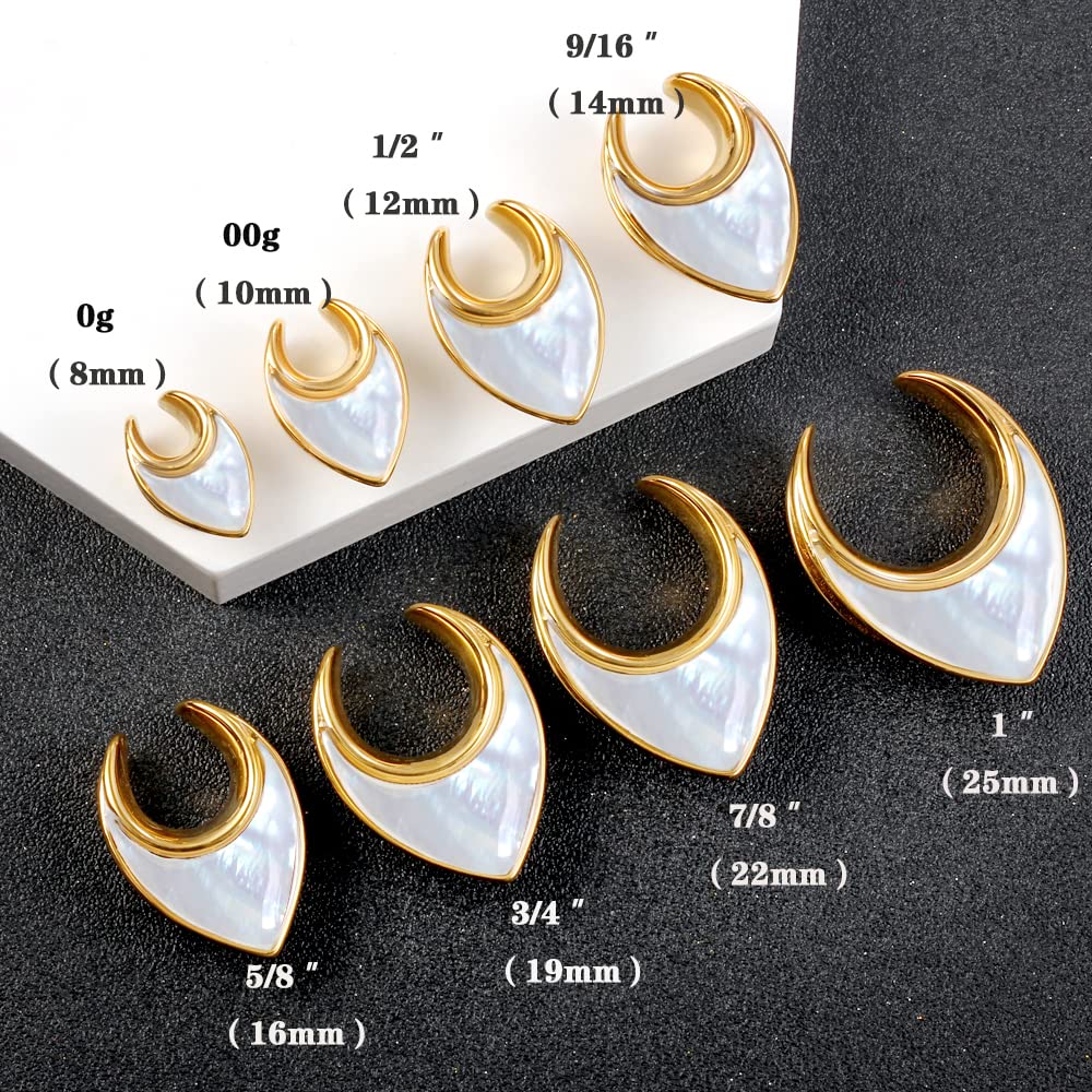Casvort 2 PCS Hypoallergenic 316L Stainless Steel Conch Saddle Hangers Ear Tunnels - Reverse Saddle Gauges Body Jewelry 8mm-25mm (0g-1