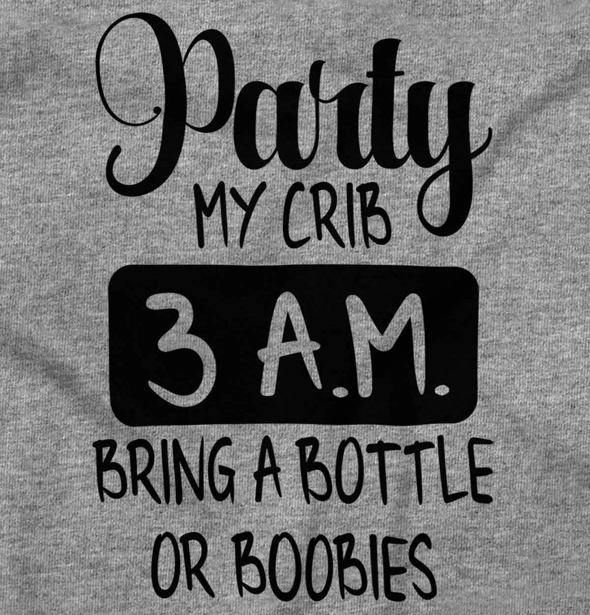 Funny Baby Romper 'Party at My Crib 3 A.M.' for Boys & Girls - Cute Infant Bodysuit for Late Night Feedings & Newborn Photoshoots