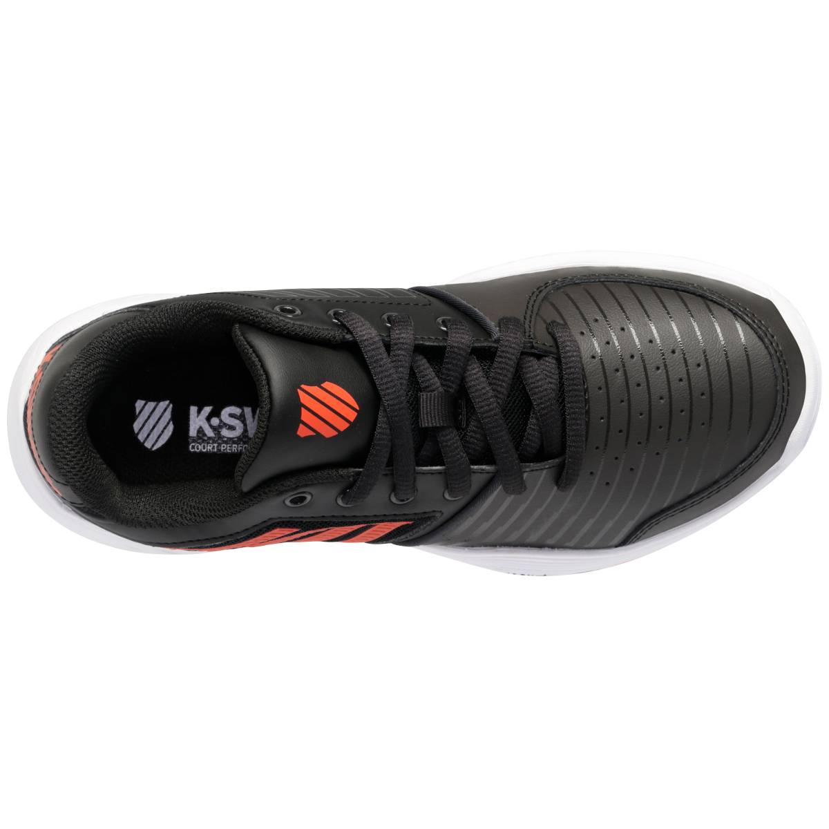 K Swiss Court Express OMNI Junior Tennis Shoes for Kids - Black/White/Orange - Lightweight & Durable for Court Play, Training & Casual Wear