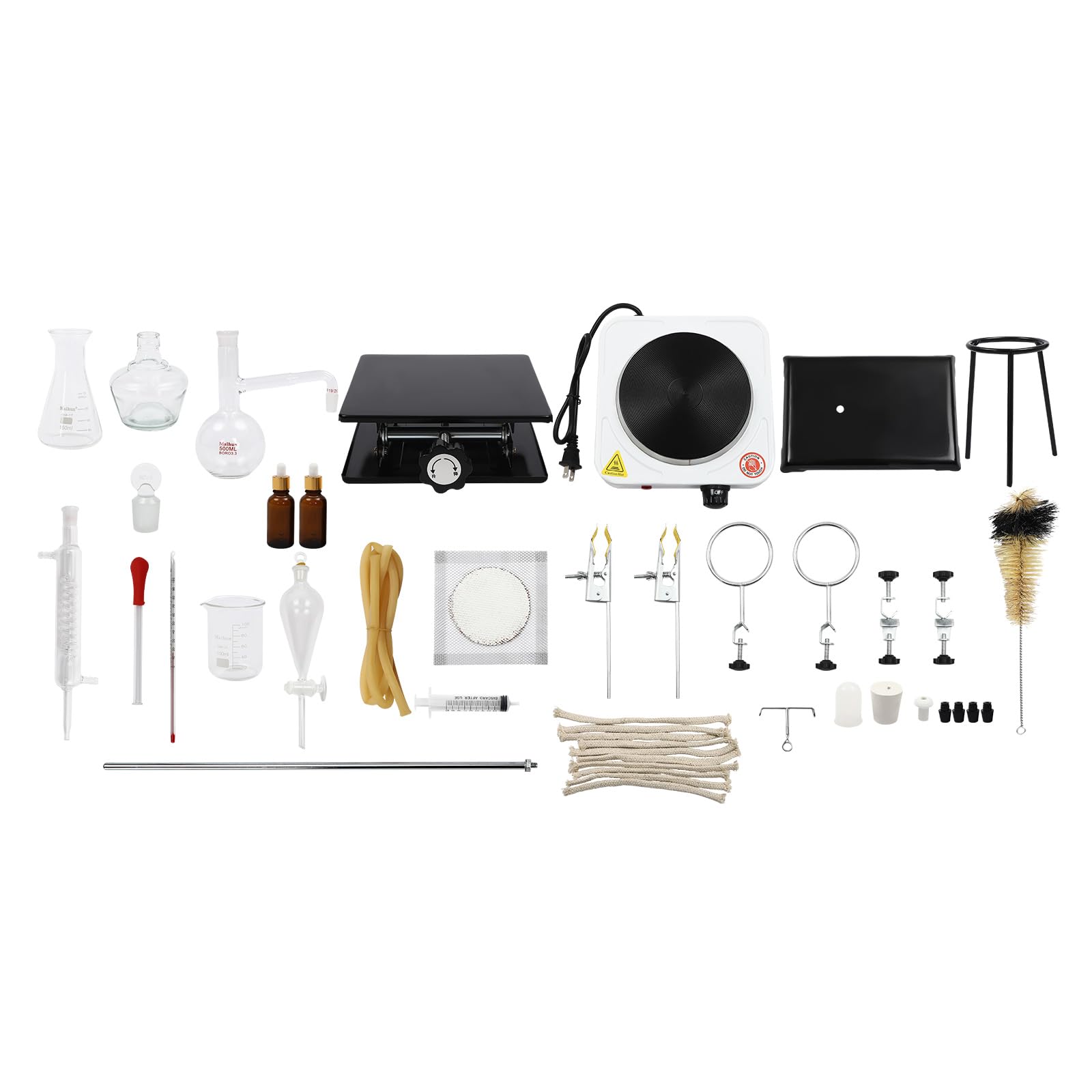 Premium Essential Oil Distiller Kit - Home Distillation Apparatus with Glass Steam & Water Purifier, Lab Glassware Set w/ Separatory Funnel for DIY Essential Oils, Herbal Extracts & Hydrosols | Perfect for Aromatherapy, Home Labs & Natural Remedies